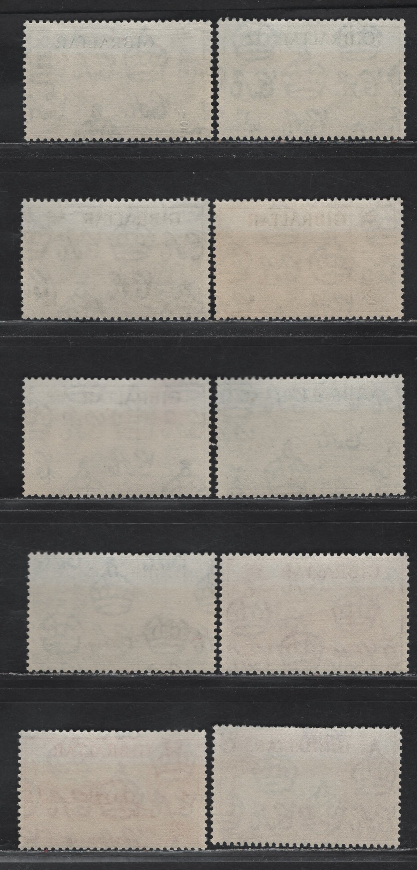 Lot 271 Gibraltar (C) SG145-147, 149, 150-154 1/2d Indigo & Grey Green - 1/- Pale Blue & Red Brown, 1953-1959 Pictorial Definitives, 10 F&VF NH Singles