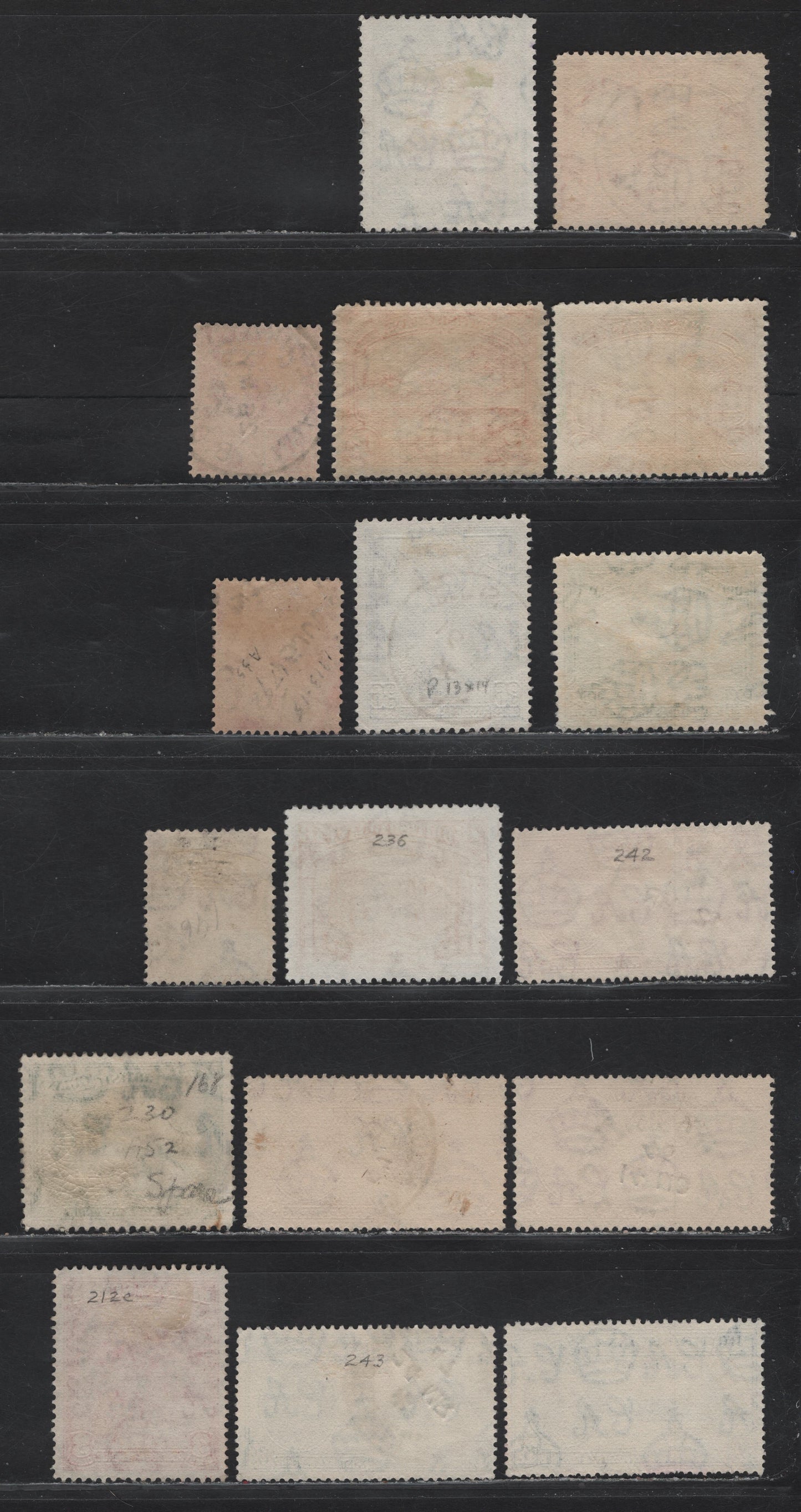 Lot 35 British Guiana SG#260a, 273, 277, 290a, 293, 314, 308a, 310, 312a, 313a, 320, 321 2c - 48c Scarlet - Orange , 1913-1952 KGV Colonial Badge & KGVI Victory Issues, 17 Fine/Very Fine Used Singles, SON Town & Airmail Cancels