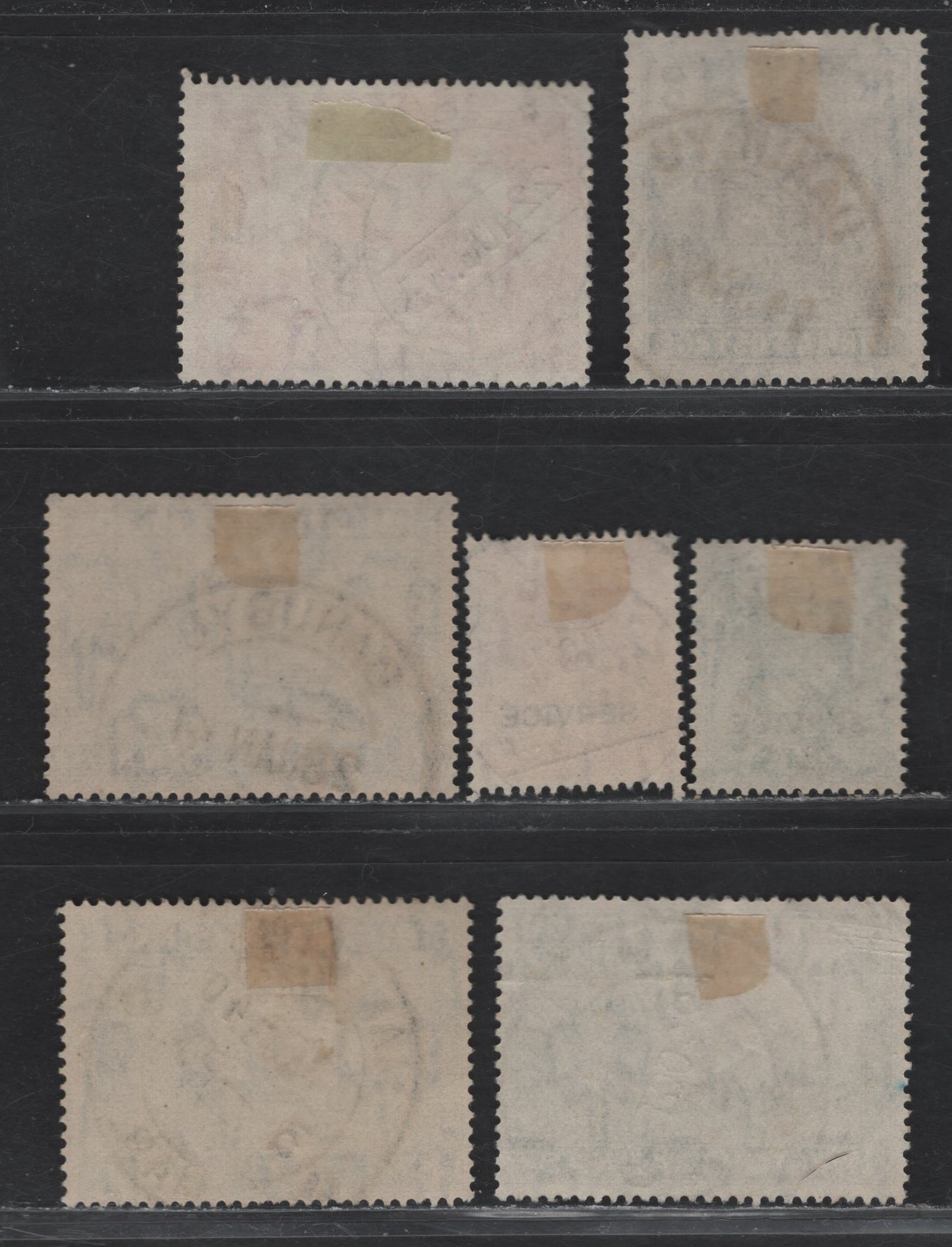 Lot 40 Burma SG#29-30, O23, O19, O20, SC#128 8a - 3a Deep Gray Green - Light Rose King George VI, 1938-1953 KGVI Pictorial Issues, 7 Fine/Very Fine Used Singles, SON Mondalay Bay, Myaungmya, Danubyu, …ngaladon & Magmy