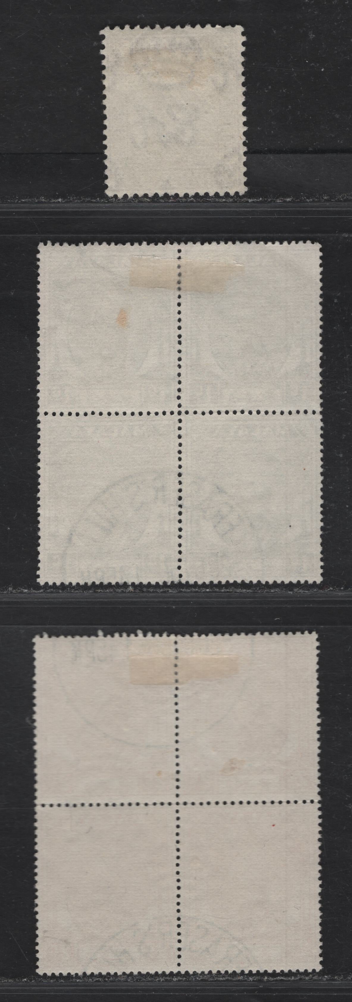 Lot 80 Malaya - Pahang (C) SG#33, 53-54 Sultan Sir Abu Bakur, 1935-1956 Sultan Sir Abu Bakur Issue, 3 Very Fine Used Single & Blocks Of 4, SON Cancel For Bentong Sept 30 1939 & Partial Strikes Of Fraser's Hill, Dated October 20 1956