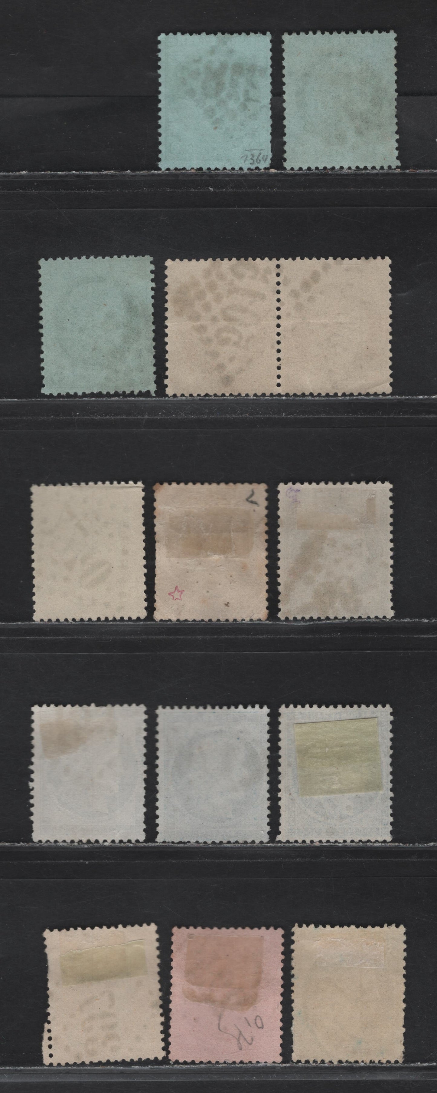 Lot 130 France SC#53-a, 56-59, 61, 63b 5c - 80c Yellow Green - Deep Carmine Rose Ceres, 1870-1875 Perforated Ceres Issues, 13 Fine Used Singles & Pair, Dotted Diamond & CDS Cancels