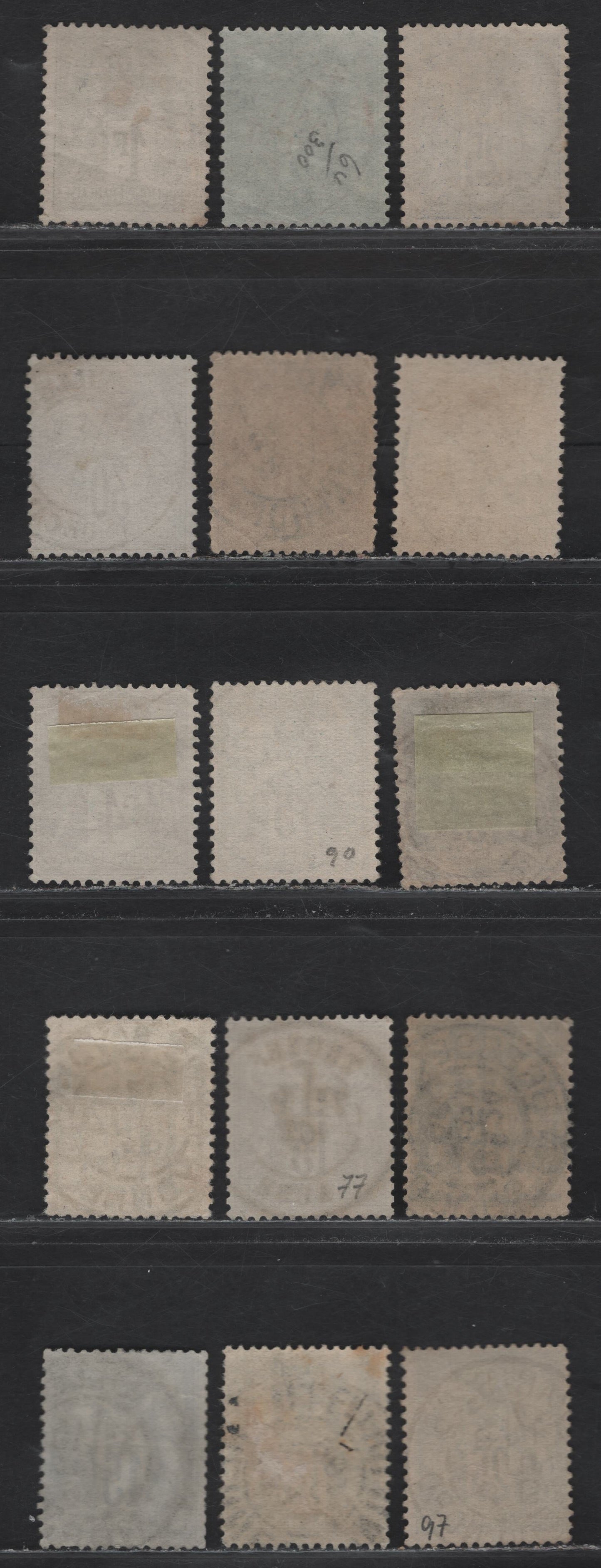 Lot 132 France SC#78, 80-82, 84, 90, 92,b, 93 4c - 1fr Claret - Bronze Green Peace & Commerce, 1876-1880 Peace & Commerce Issue, 15 Fine/Very Fine Used Singles, SON CDS Town Cancels, All Type II