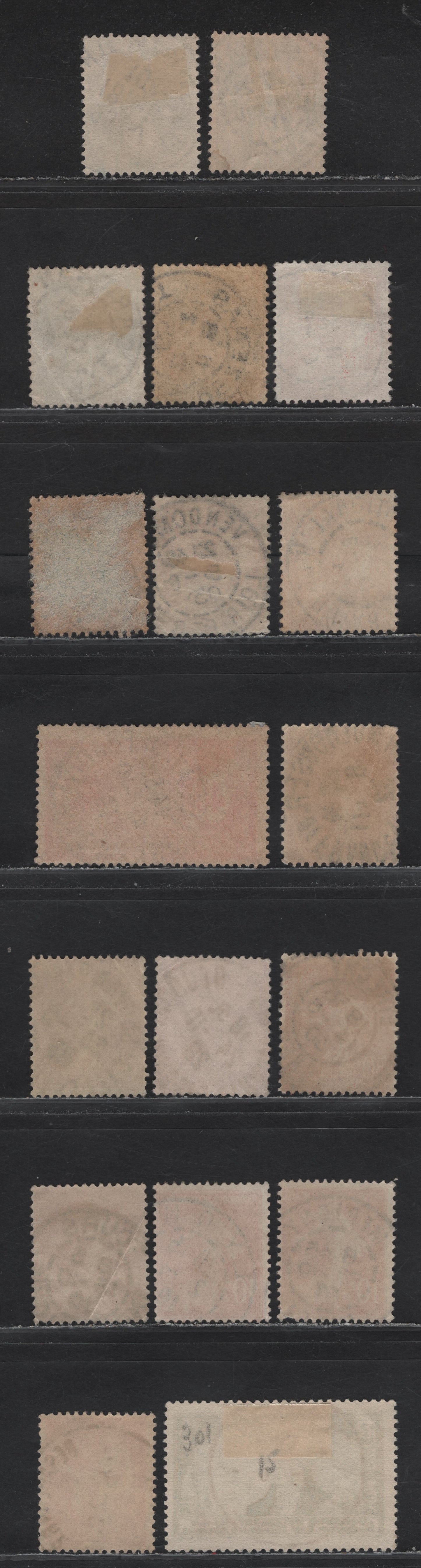 Lot 134 France SC#109, 113, 117, 133-134, 146, 121b, 162,b, 267, 301 1c - 75c Gray - Blue Green , 1900-1929 Liberty & Rights Of Man - Int'l Savings Bank Congress Issues, 18 Fine/Very Fine Used Singles, SON CDS Cancels