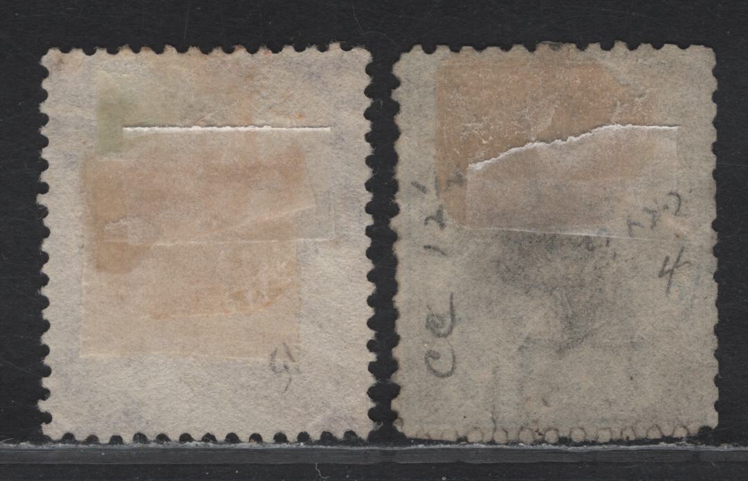Lot 207 British Honduras SG#6, 20 1d - 4d Deep Blue - Mauve Queen Victoria, 1872-1887 Queen Victoria Sideface Young Portrait Issues, 2 Fine/Very Fine Used Singles, Perfs 12.5 & 14, Crown CC & CA Wmks, Barrel 'O' Cancels For Belize City.