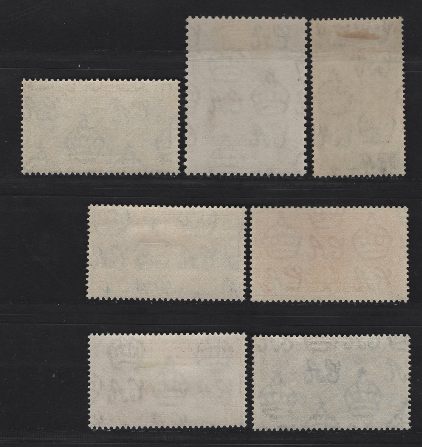 Lot 251 British Honduras SG#147-149, 162-165 3c - $5 Orange - Brown Coronation - Royal Wedding, 1937-1948 Coronation - Royal Wedding Issues, 7 F/VFOG Singles