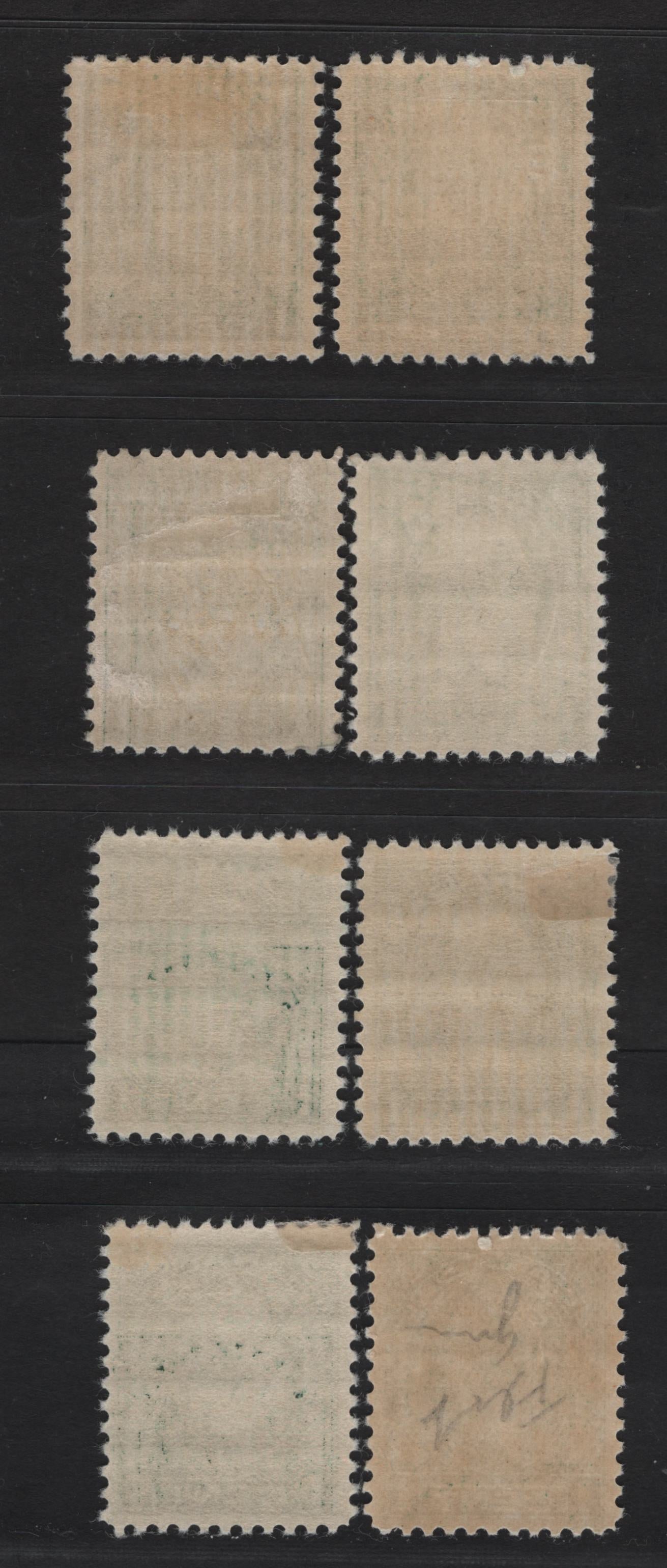 Lot 266 Canada (C) #195,d 1c Deep Green - Green King George V, 1932 Medallion Issue, 8 VFOG Singles, Various Papers, Perfs & Design Sizes