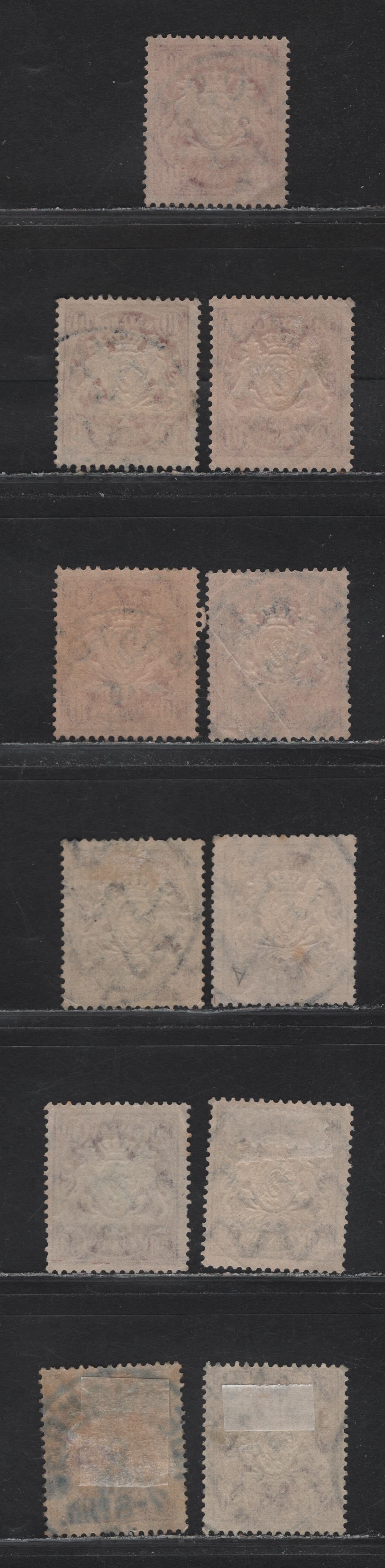 Lot 28 Bavaria #63a,65,69,70a,71a 10pf Carmine Red - 80pf Lilac, 1888-1899 Embossed Arms Issue, Wmk Wavy Lines, 11 F&VF Used Singles All On Toned Paper With SON Town Cancels