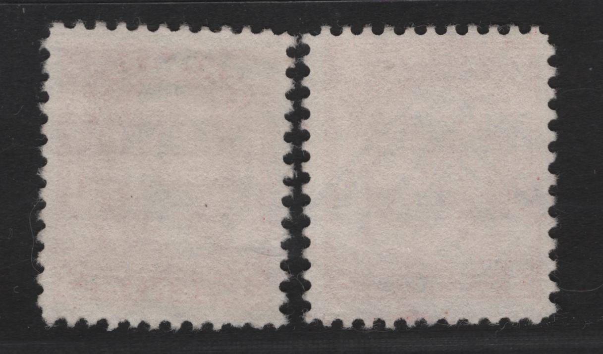 Lot 296 Canada #197c 3c Scarlet & Golden Scarlet King George V, 1932 Medallion Issue, 2 Fine/Very Fine Used Singles, Paper BABN-E, Die 2, Perfs 11.1x10.9 & 11.2x11, Each With Unusual Cancels.