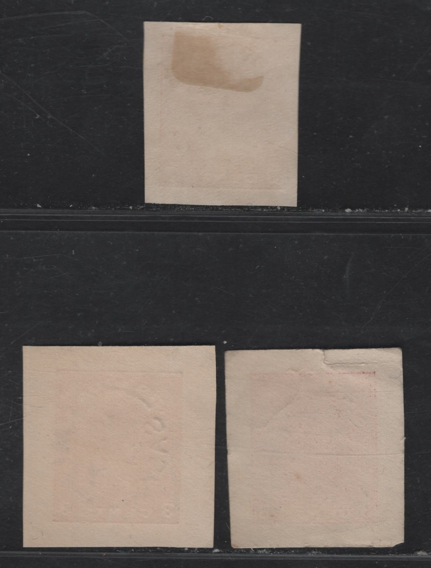 Lot 310 Canada #U48 3c Red King George V, 1933 Medallion Issue, 3 Very Fine Used Cut Squares, The Standard #8 Envelope With SON Cancels For Riviere Du Loup Station (June 29 1934), Armley, SK (May 7 1934) & Pine Falls (April 25, 1935)