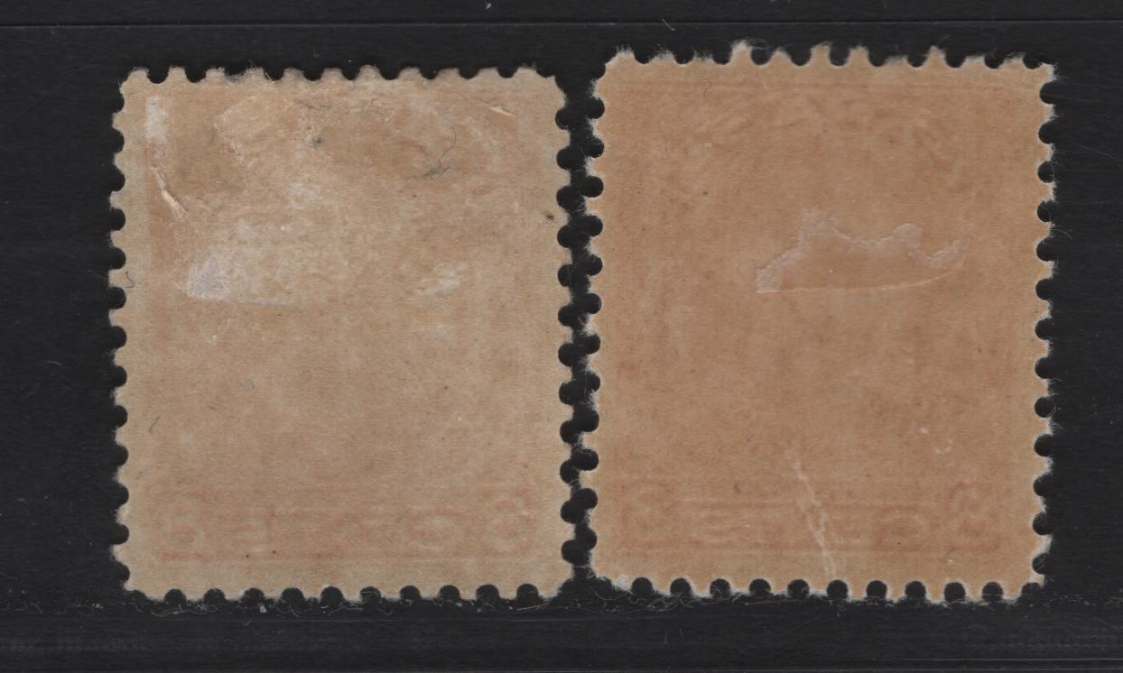 Lot 327 Canada #200 8c Red Orange King George V, 1932 Medallion Issue, 2 FOG Singles, BABN-P & BABN-VV Papers, Perf 10.75, 18.4x22mm.