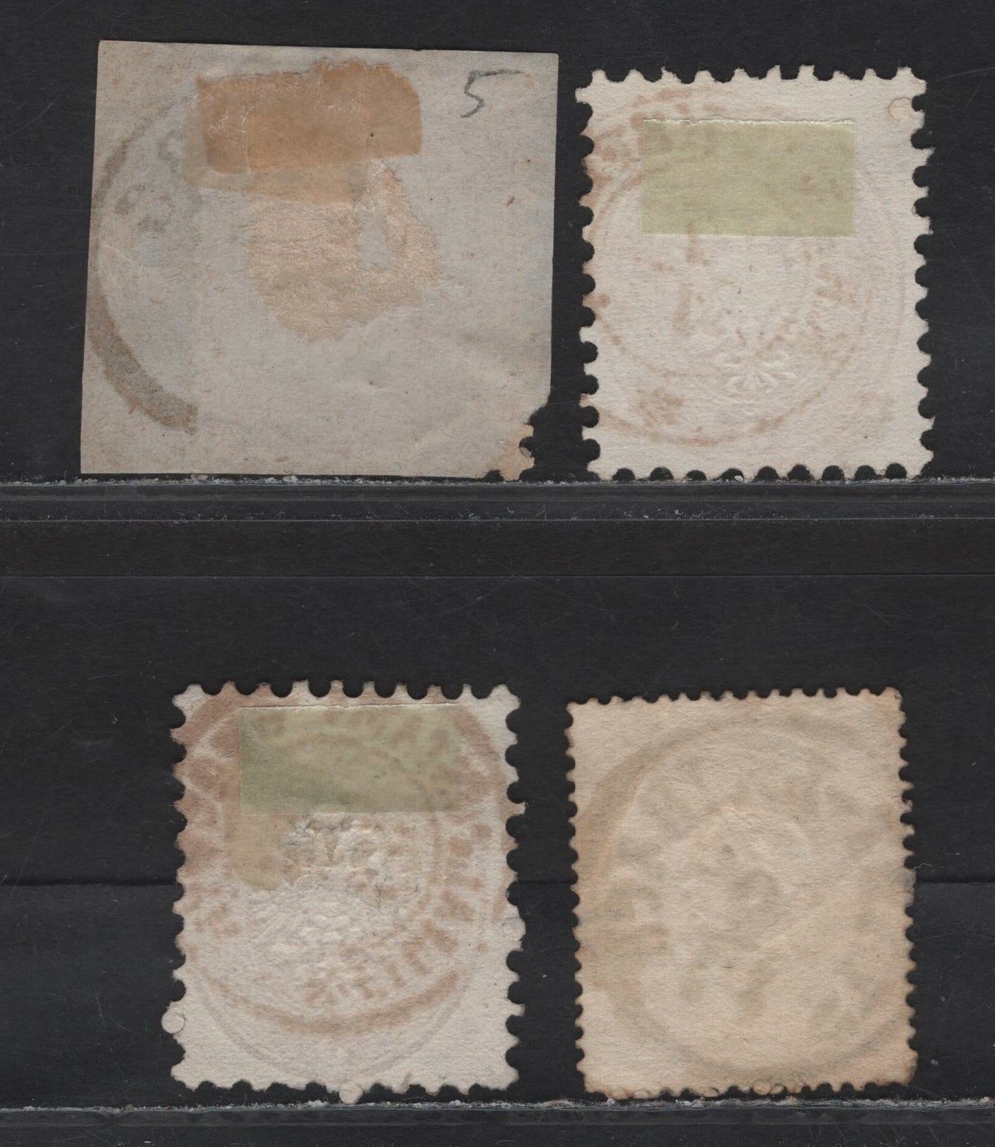 Lot 7 Austria SC#12, 24, 26 2kr - 15kr Yellow - Brown Franz Josef - Arms, 1860-1864 Embossed Franz Josef - Arms Issues, 4 Very Good/Fine/Very Fine Used Singles, SON Town Cancels Including Laibach, Kranichsf…, Rumberg & K Filial Postamp Marburg