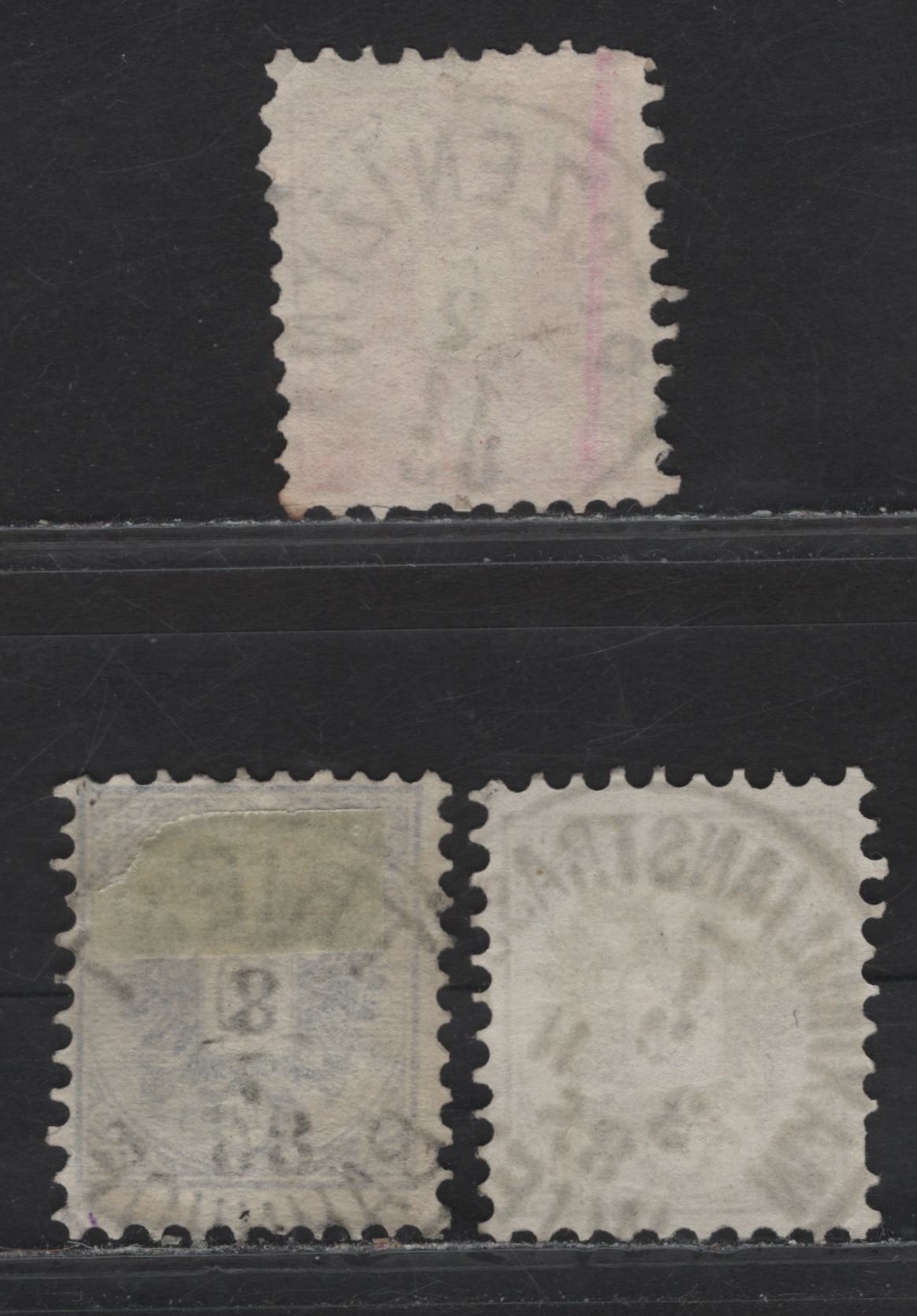 Lot 8 Austria SC#42-44 3kr - 10kr Green - Blue Arms, 1883 Arms Keyplate Issue, 3 Fine/Very Fine Used Singles, SON Town Cancels Including Peczenizyn, Triest & Maximilian-Strasse-Wein