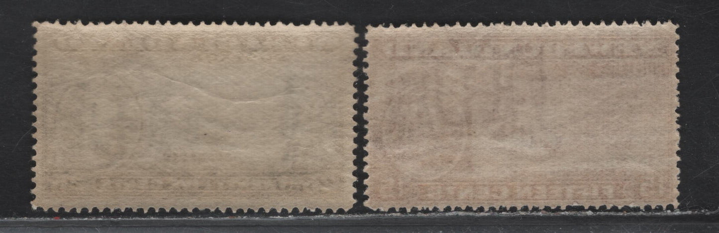 Lot 209 Newfoundland #239, 242 15c, 25c Claret, Slate Hap Seal - Sealing Fleet, 1937 Long Coronation Issue, 2 Fine NH Singles Line Perf. 14.25