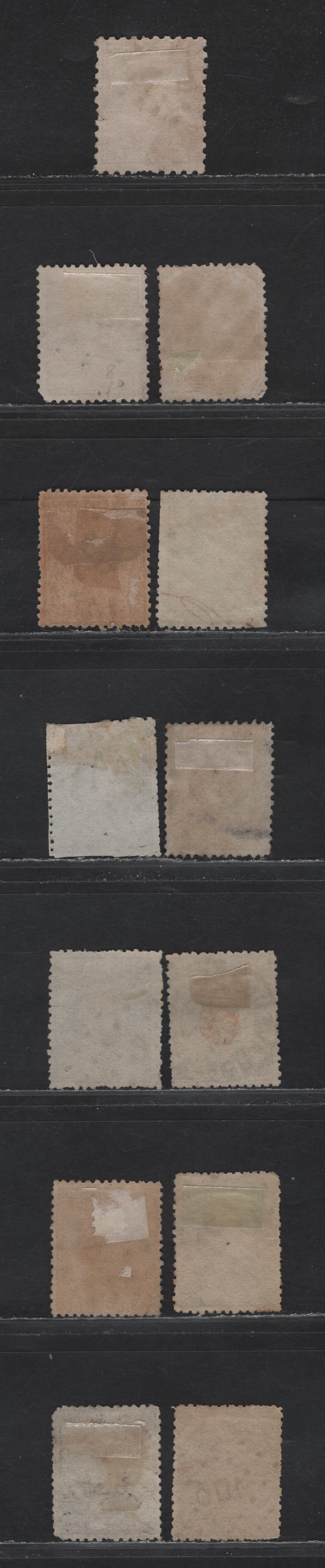 Lot 257 Netherlands SC#7a, 8a, 7b, 8b, 8c 5c, 10c Ultramarine & Lake King William III, 1867-1869 King William III Left Facing Portrait, 13 VG-VF Used Singles With SON Dotted Numeral Cancels