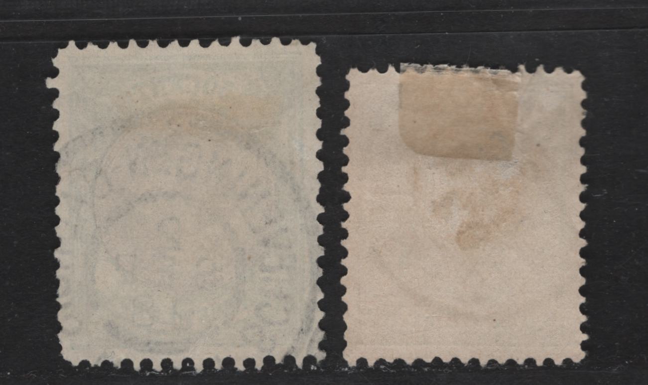 Lot 267 Netherlands SC#49a, 51 50c Bistre & Emerald & Brown Princess Wilhelmina, 1891-1896 Princess Wilhelmina Keyplates, 2 VF Used Singles With SON Baarn & Scheveningen CDS Cancels