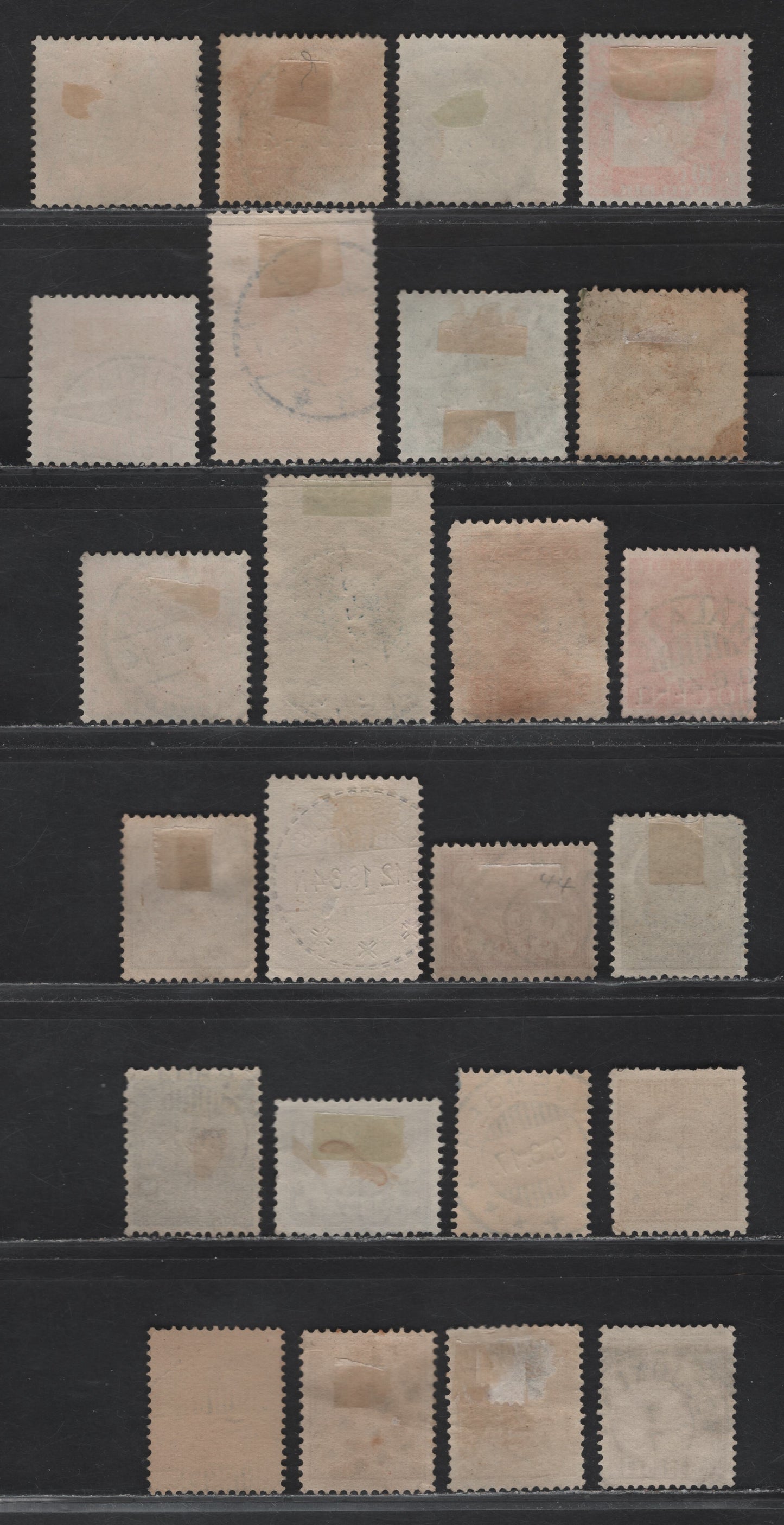 Lot 283 Netherlands Indies SC#9/174a 10c-10c Orange Brown-Vermilion, 1870-1888 King William III Sidefaces - 1933-1937 Rice Field & Queen Wilhelmina Definitives, 24 VF Used Singles With SON CDS and Dotted Diamond Numeral Cancels