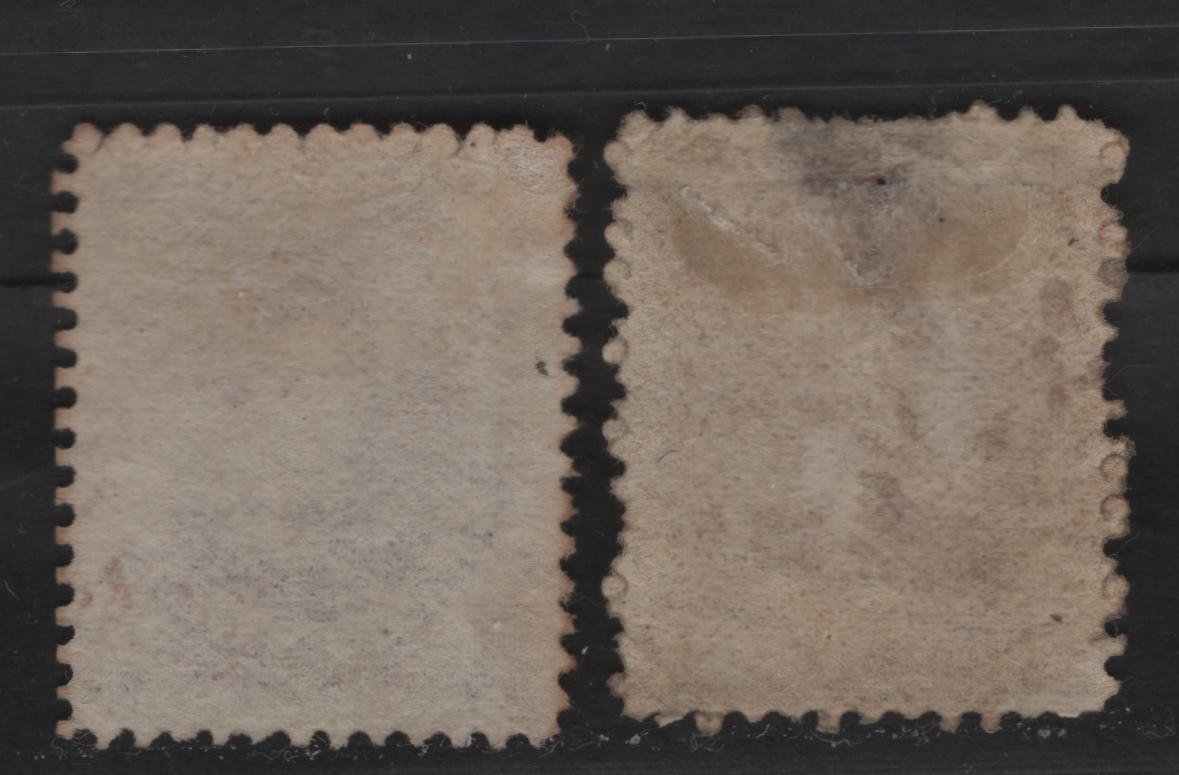 Lot 58 Newfoundland #32A 1c Brown Lilac & Pale Brown Lilac, 1868-1894 Second Cents Issue, 2 Poor & Very Good UN SIngles On Paper Cents-AA, Perf 11.75x12 And 12
