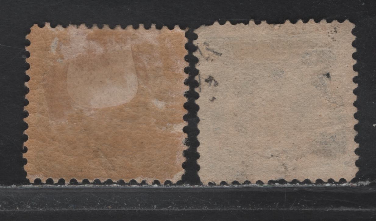 Lot 89 Newfoundland #58i 1/2c Grey Black, 1887-1897 Queen Victoria Definitive Issue, 2 VFOG Singles On Paper Cents-BB And Cents-QQ, Perf 12.1