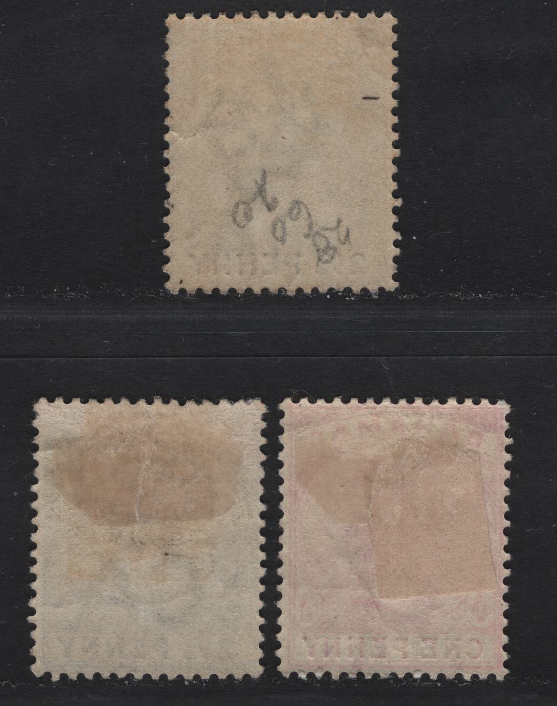 Lot 17 Bahamas SG#49-51 1d - 2.5d Bright Aniline Carmine - Blue Queen Victoria, 1884-1890 Queen Victoria Issue, 3 F/VFOG Singles, De La Rue Printing