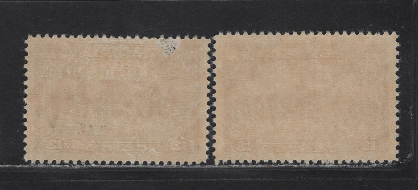 Lot 332 Canada (C) #224 13c Dull Violet Paper Charlottetown, 1935 KGV Pictorial Issue, 2 VFOG Singles, Paper CBN-GG, Perfs 12 & 12x11.9