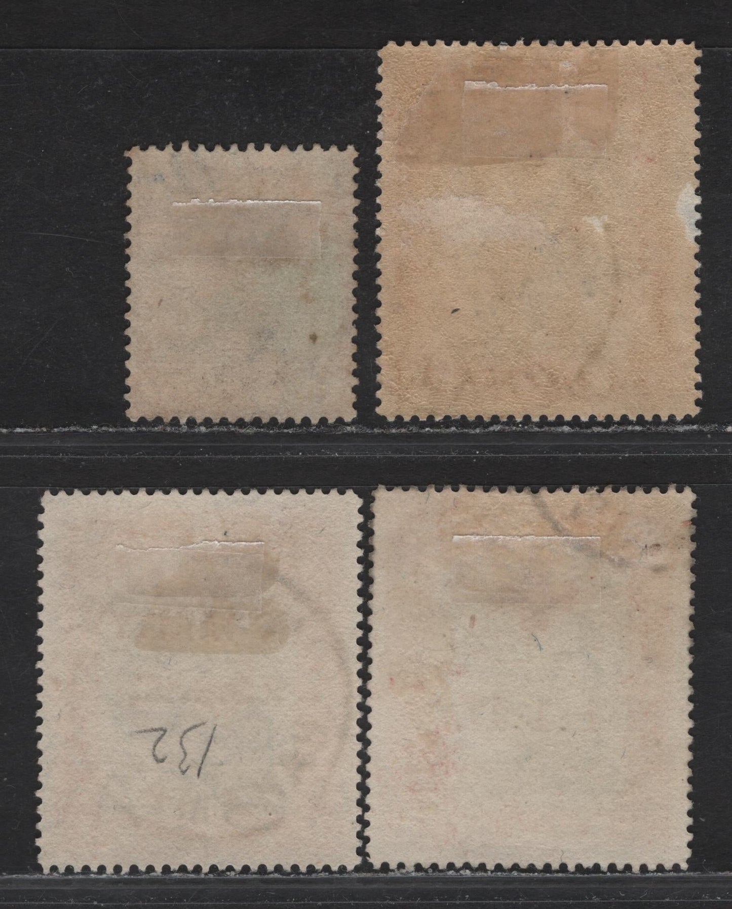 Lot 45 Bahamas SG#90, 92-93, 101 1d Gray Black - Carmine Queens Staircase, 1918 Charity & War Tax Overprinted Issues, 4 Fine/Very Fine Used Singles