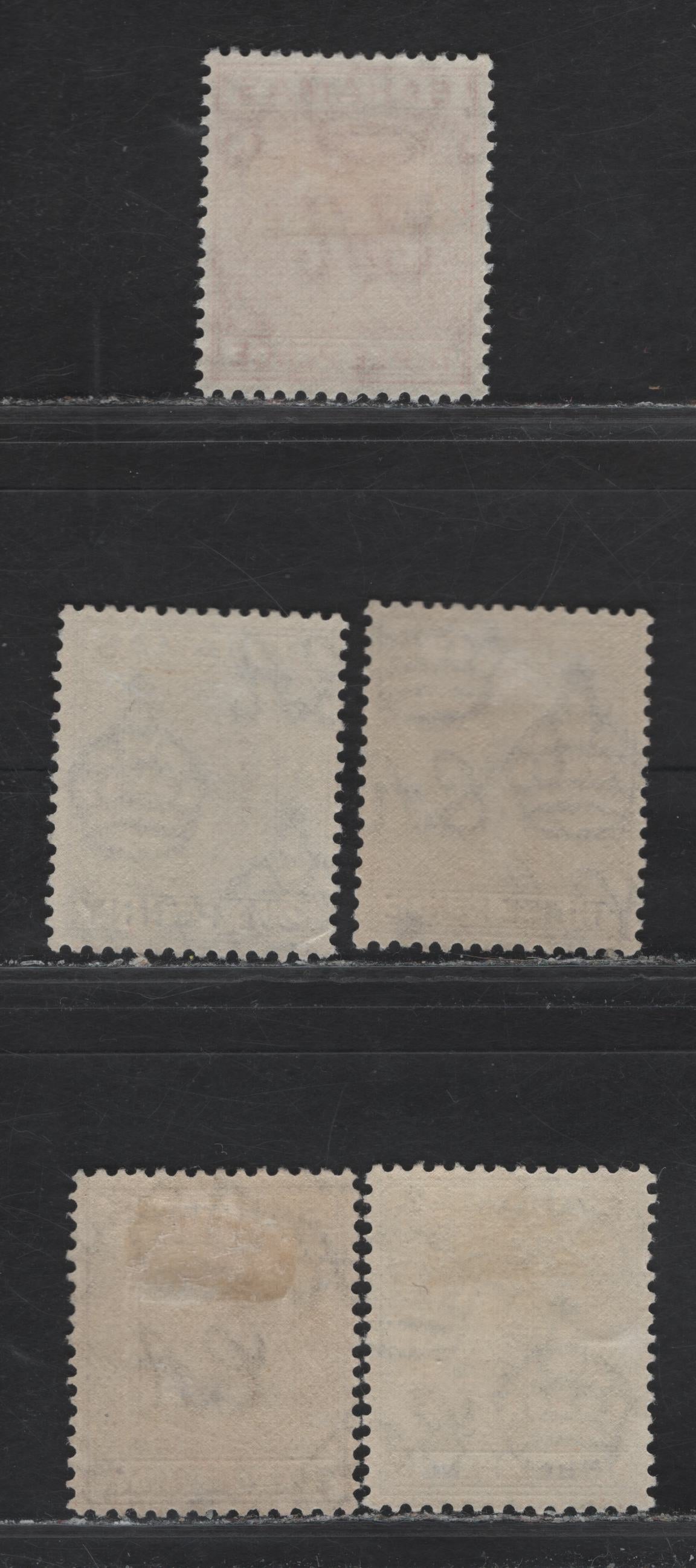 Lot 62C Bahamas SG#153-a, 154-b 2.5d - 3d Ultramarine - Scarlet King George VI, 1938-1952 KGVI Issue, 5 F/VFOG Singles
