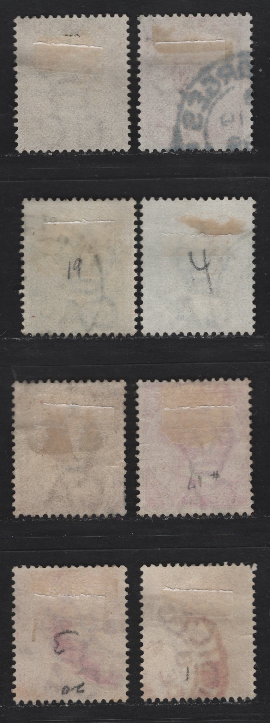 Lot 14 Bermuda SG#19-20,21,21a,22,23,24,24a 1/2d Stone, 4d Orange Red, 1/2d Dull Green, 1/2d Deep Grey Green, 1d Dull Rose, Rose Red, Rose Carmine & Aniline Carmine, 1880-1904 Queen Victoria Keyplates Issue, Wmk Crown CC & CA, 8 F&VF Used Singles