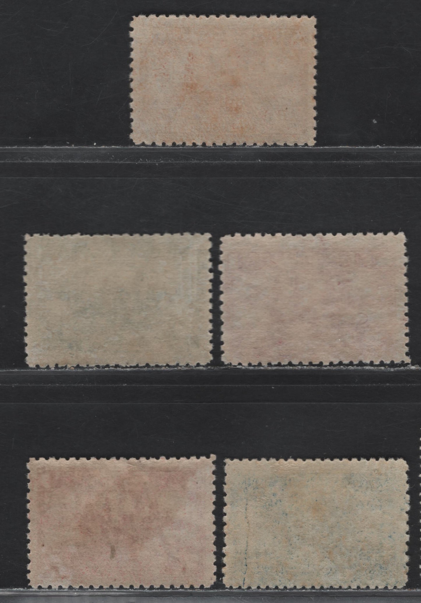 Lot 175 Thailand (C) SC#C15-C19 2s - 15s Dark Orange Brown - Dark Blue , 1942-1943 Airmail Issue, 5 F/VFOG Singles