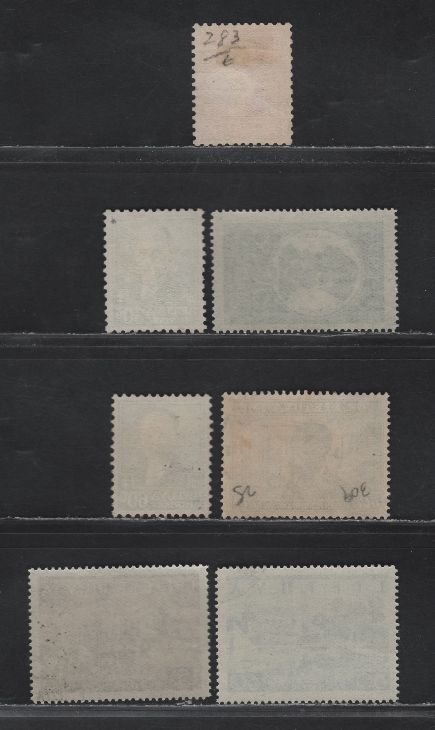 Lot 185 Lithuania SC#283-285, 309, 314-316 15c - 60c Red - Dark Blue & Light Blue , 1934-1940 60th Birthday of President Smetona - Return of Vilnius to Lithuania Issues, 7 Very Fine Used Singles, Return to Lithuanaia Issue Is CTO With Full Gum