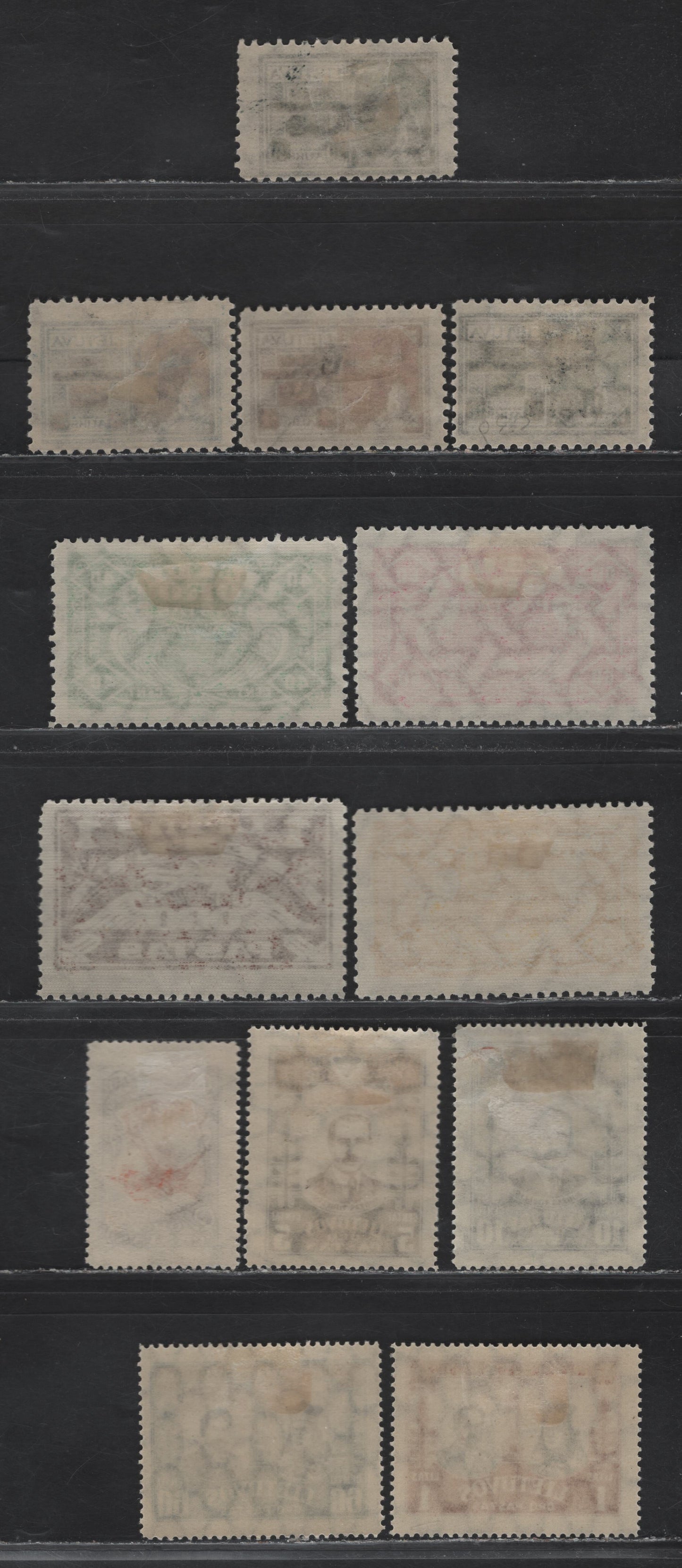 Lot 189 Lithuania SC#C18-C20, C30, C32-C35, C38, C40-C41, C45-C46 2awk - 1l Blue & Rose - Dul Red, Lilac & Black , 1922-1930 Plane Over Gediminas Castle - 5th Century Of Death of Grand Duke Vytautas Issues, 13 F/VFOG Singles