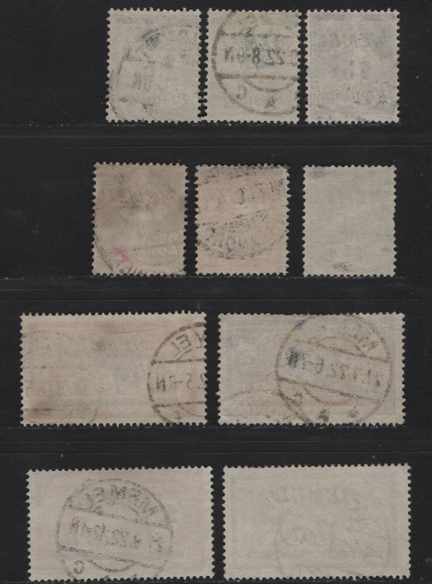 Lot 230 Memel SC#59-62, 64-65, 67, 69-70, 72 50pf on 50c - 2m on 45c Dull Blue - Green & Blue , 1922 Italic Overprinted France Sower & Merson Issue, 10 Fine/Very Fine Used Singles, Dated or SON Memel CDS Cancels