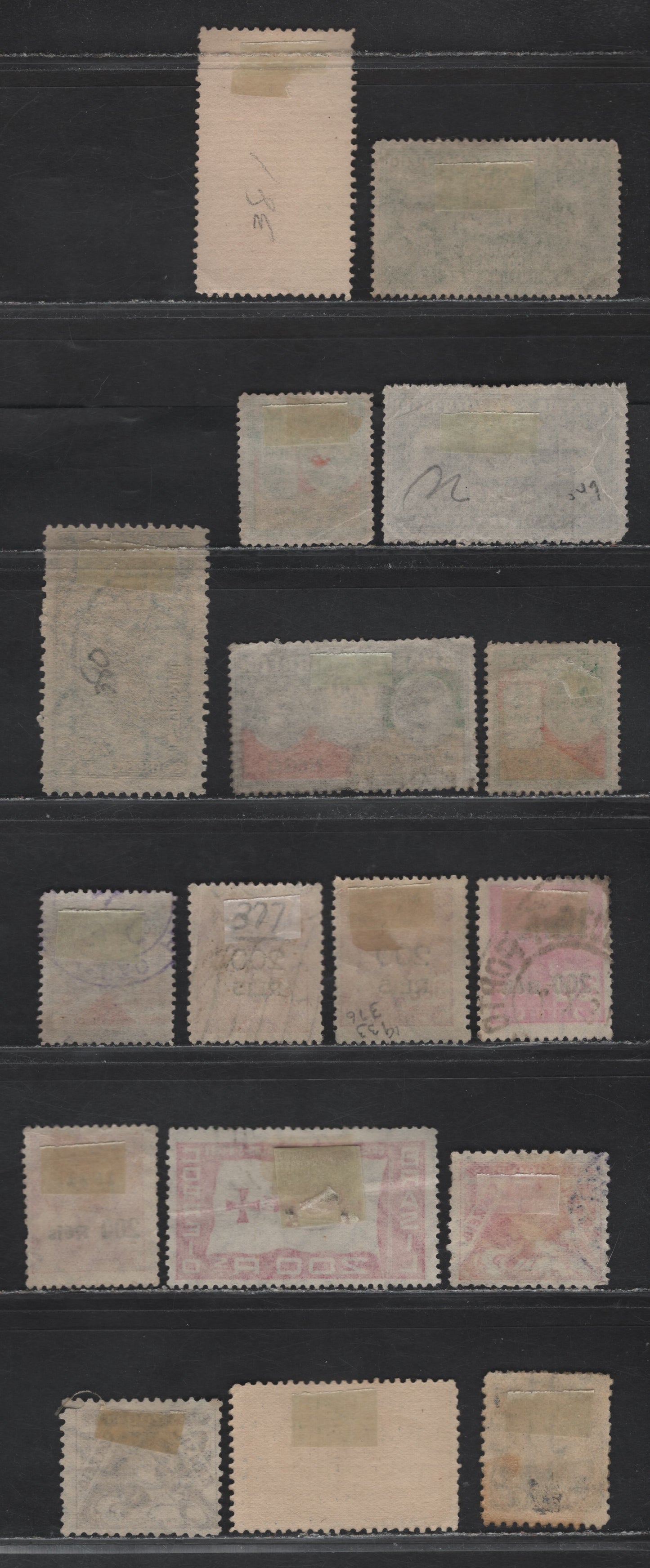 Lot 267 Brazil SC#300, 344, 346, 349, 351-353, 356-357, 376-377, 379-381, 384-386 5000r - 200r Blue Violet - Blue , 1929-1934 Barbosa - 1st National Aviation Congress, 17 Fine/Very Fine Used Singles
