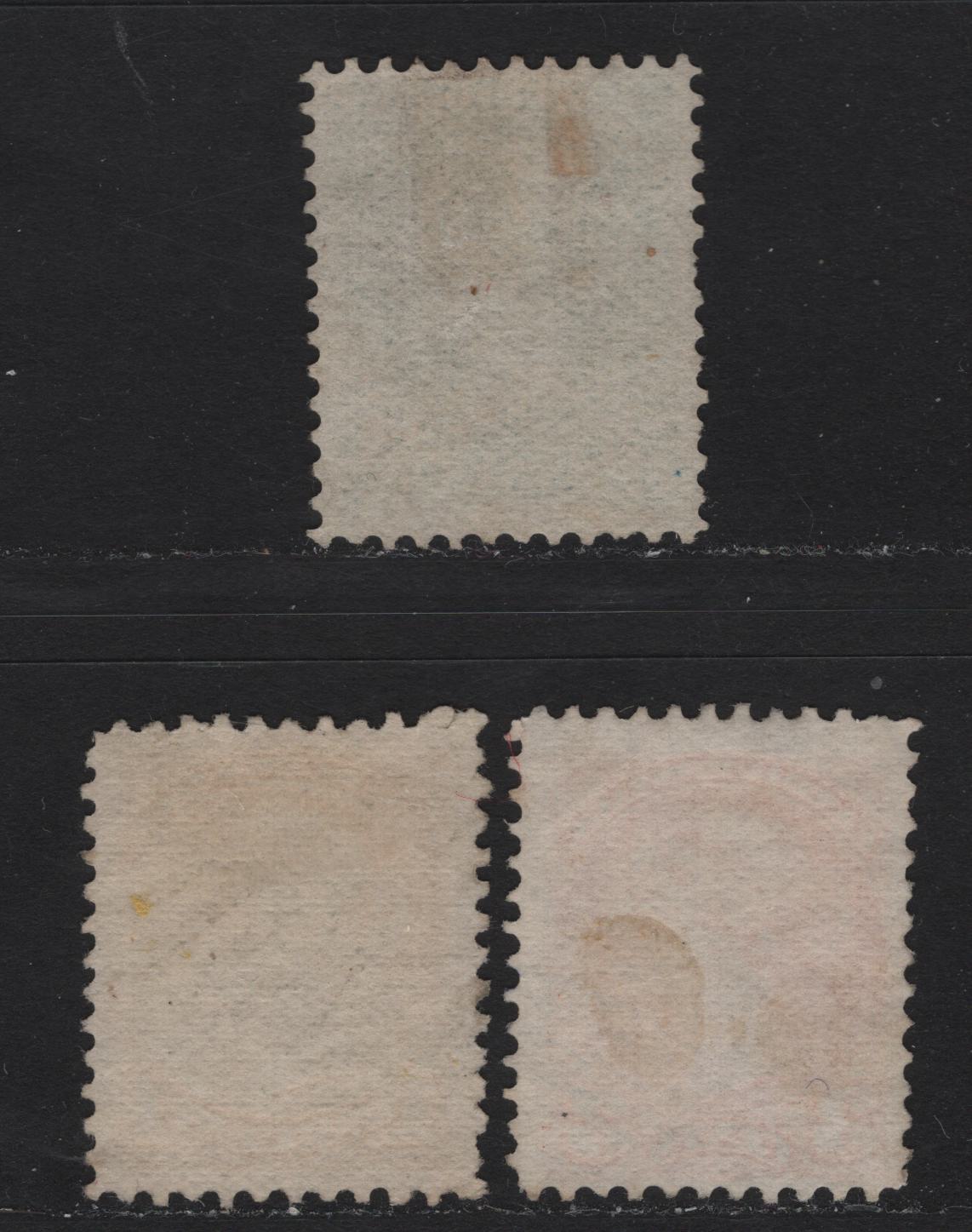 Lot 272 Canada (C) #35iii, 36e, 37iii 1c - 3c Lemon yellow - Orange Red Queen Victoria, 1870-1893 Small Queen Issue, 3 Fine Used Singles, Mid Montreal Printings, Perf 11.7x12, Paper MM-B.