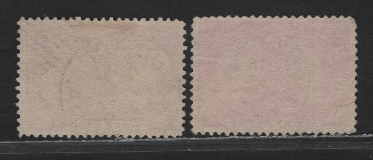 Lot 280 Canada (C) #53, 53i 3c Bright Rose - Pale Rose Queen Victoria, 1897 Diamond Jubilee Issue, 2 Very Fine Used Singles, SON Cancelled Examples With Sept 7 1897 & August 13 1897 Hamilton Cancels, Unchecked As to Paper Type