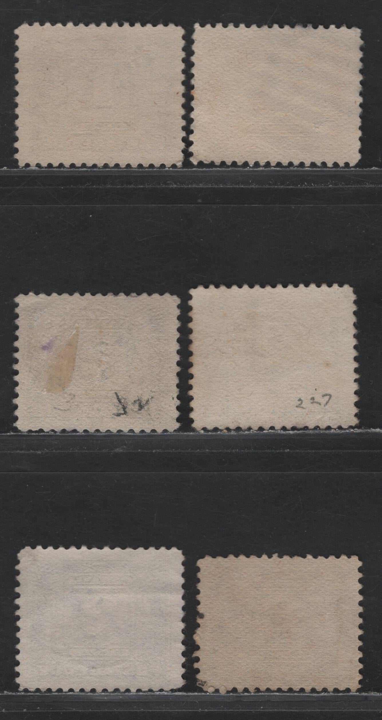 Lot 296 Canada #J1, J1c, J2, J3e, J4 1c - 5c Blackish Lilac - Pale Reddish Lilac Numeral, 1906-1928 Postage Dues, Very Fine Used Singles, Wet & Dry Printings, Different Shades From Lot 297