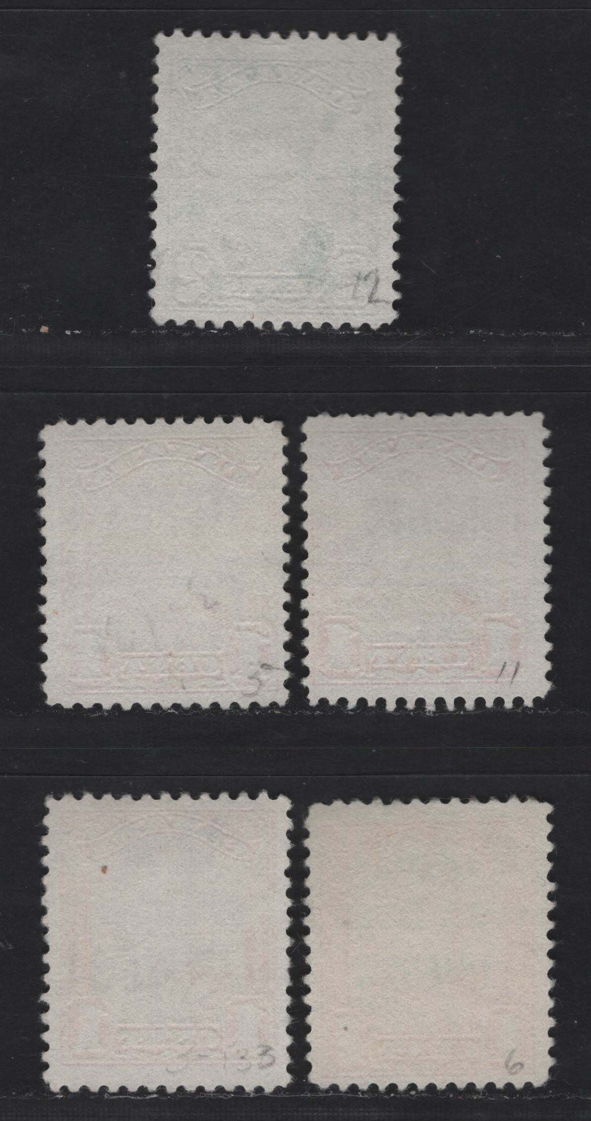 Lot 325 Canada #149xx, 150xx 1c - 2c Orange - Green King George V, 1928-1929 Scroll Issue, 5 Fine Precancelled Singles, Toronto Style 3, 11, 12 & Montreal 6 Precancels