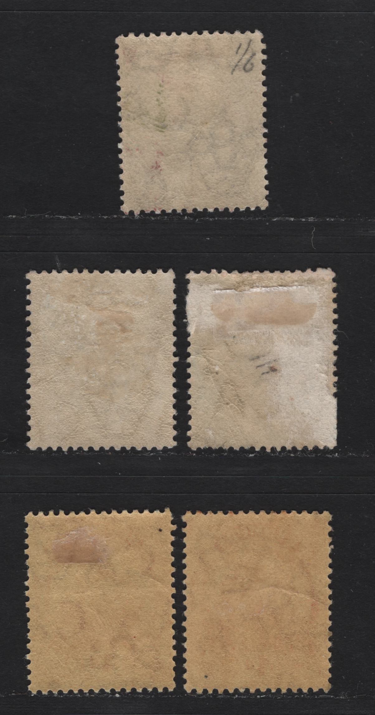 Lot 42 Bermuda SG#45a, 48, 49a 1/2d - 2.5d Deep Green - Blue & Red on Yellow Caravel, 1910-1925 Caravel Definitive Issue, 5 F/VFOG Singles, Two Shades Of Each Of The 2.5d & 4d