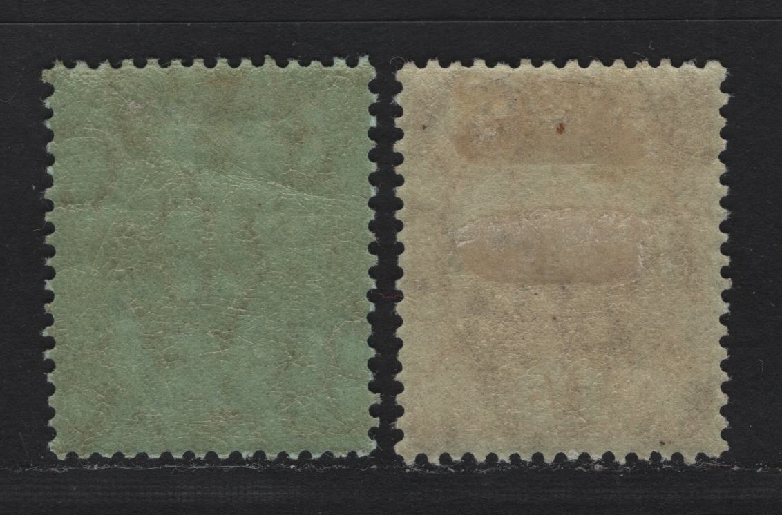 Lot 44 Bermuda SG#51-a 1/- Black on Green/Olive Caravel, 1910-1925 Caravel Definitive Issue, 2 VFOG Singles, Includes All 3 Shades Of 1d