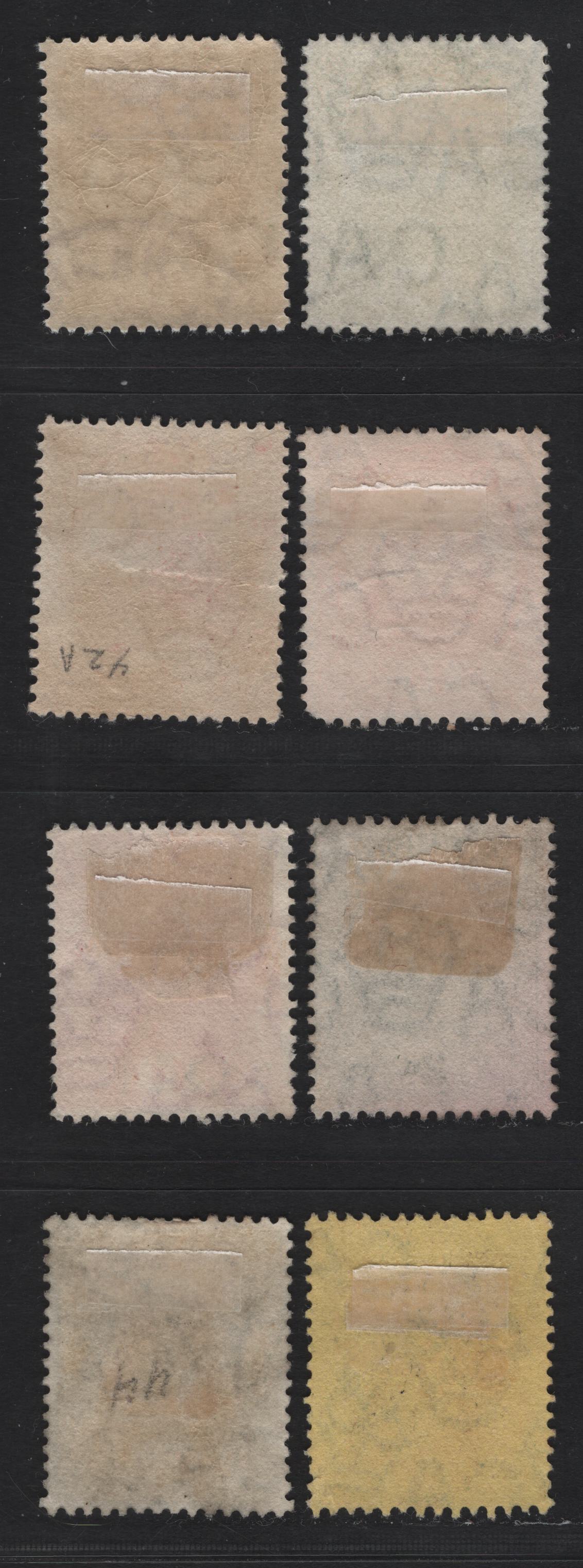 Lot 45 Bermuda SG#44, 45, 46-b, 47-49 1/4d - 3d Brown - Purple on Yellow Caravel, 1910-1925 Caravel Definitive Issue, 8 Fine/Very Fine Used Singles, Multiple Crown CA Wmk