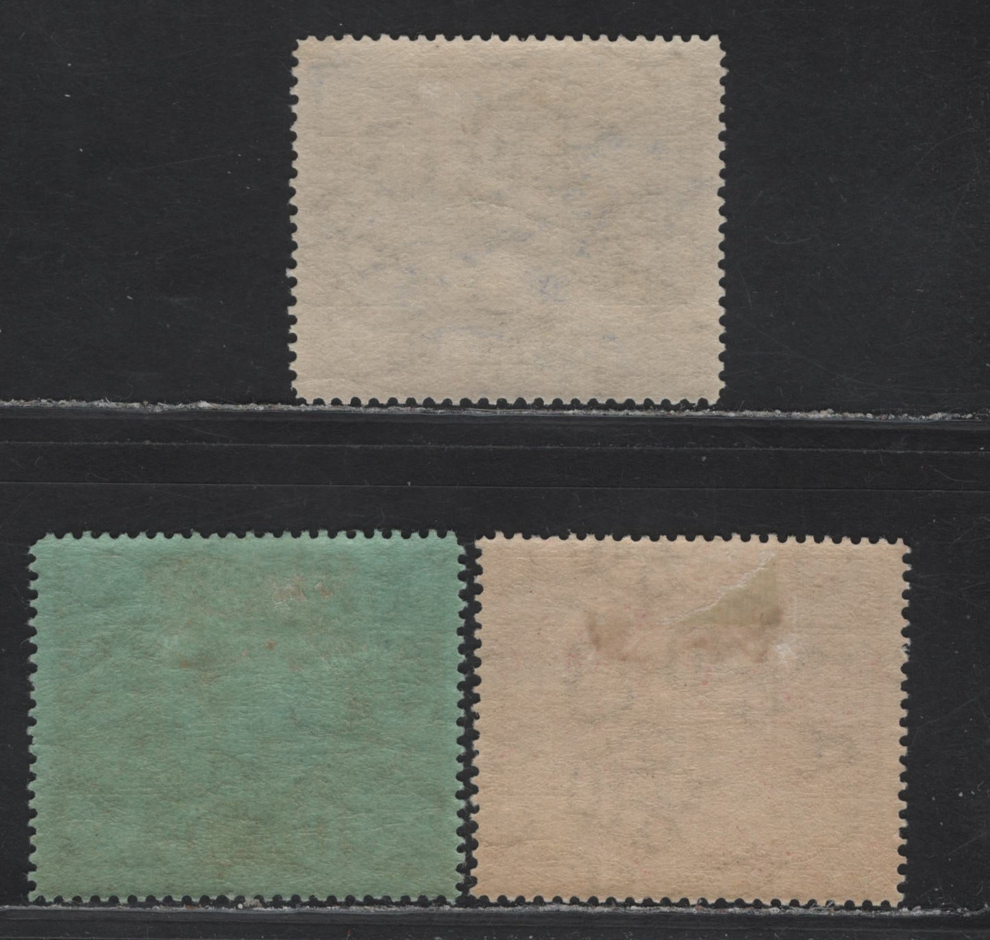 Lot 68 Bermuda SG#69, 72-73 2.5d - 1/- Bright Ultramarine - Black on Green Representative Institutions, 1921 Tercentenary of Representative Institutions Issue, 3 VFOG Singles