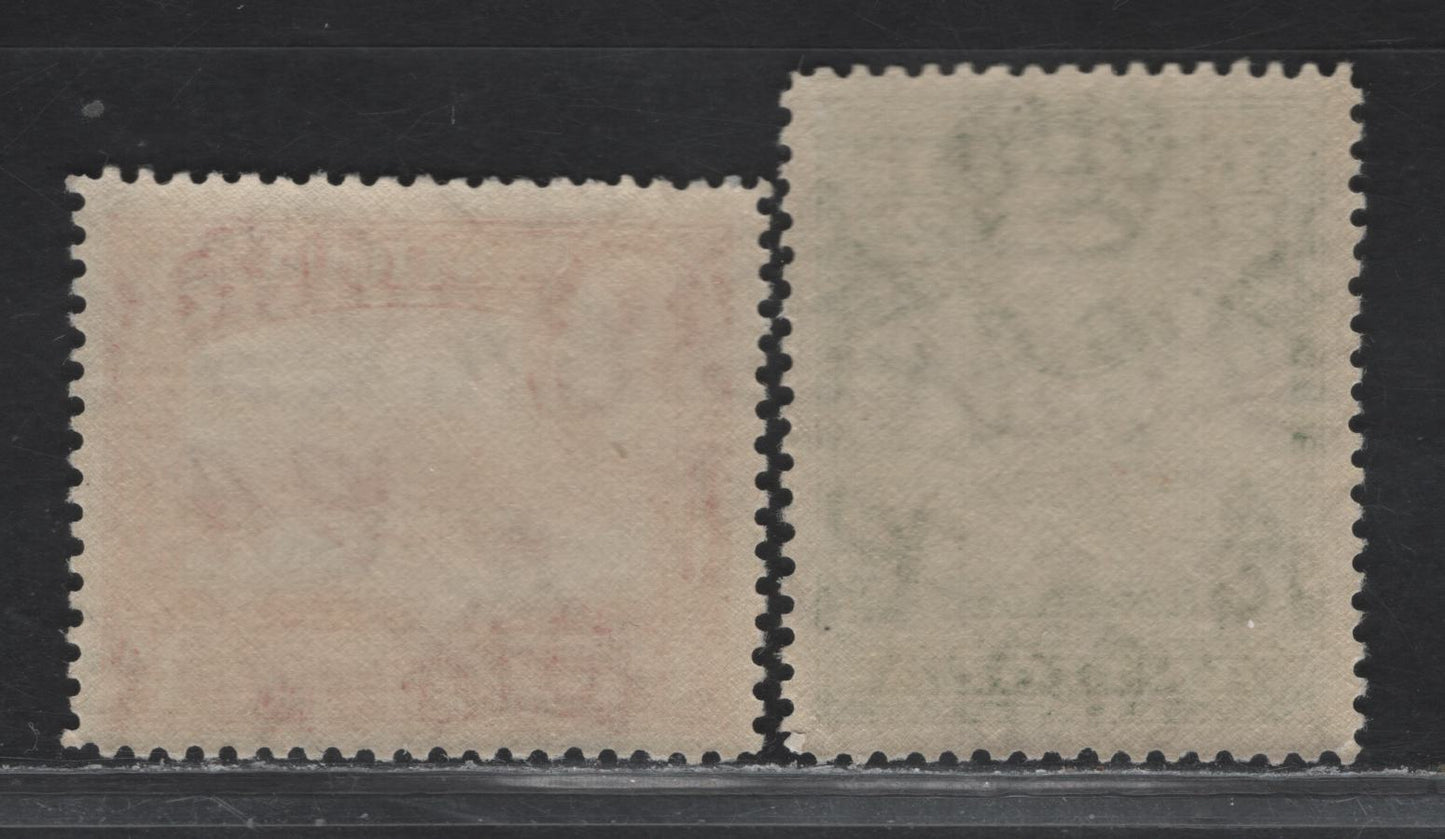 Lot 134 Antigua (C) SG#98-99a 1/2d - 1d Blue Green - Red , 1938-1951 KGVI Pictorial Issue, 2 VFNH Singles, 1942 Printings On Opaque Wove With Regular Diagonal Crazing Pattern