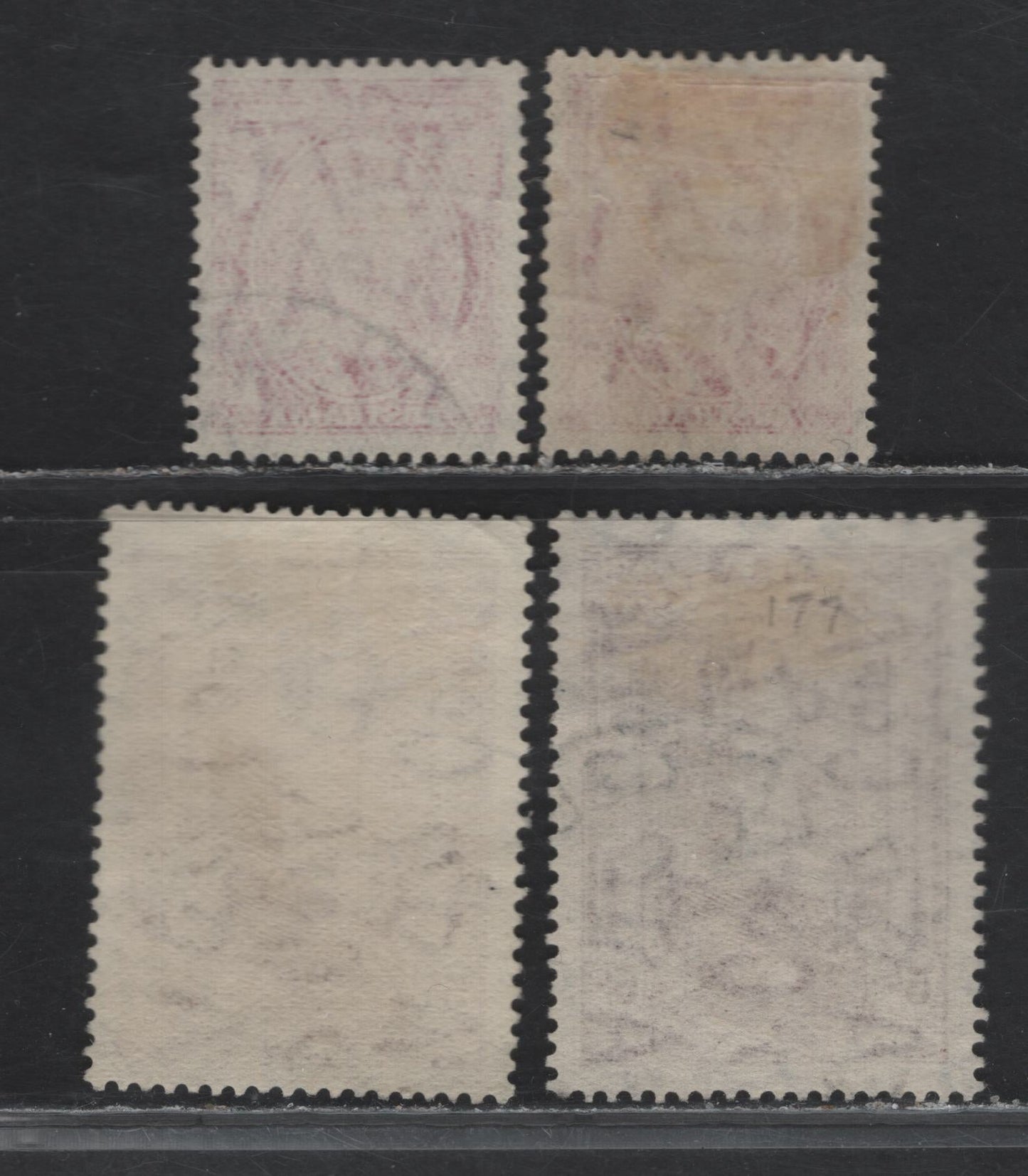 Lot 197 Australia (C) SG#176-a, 175 1/4d - 5/- Deep Magenta - Claret , 1937-1949 Zoological Issue, 3 Very Fine Used Singles, 2 Shades Og 1/4d Deep Magenta, 5/- On Both Chalky & Ordinary Paper