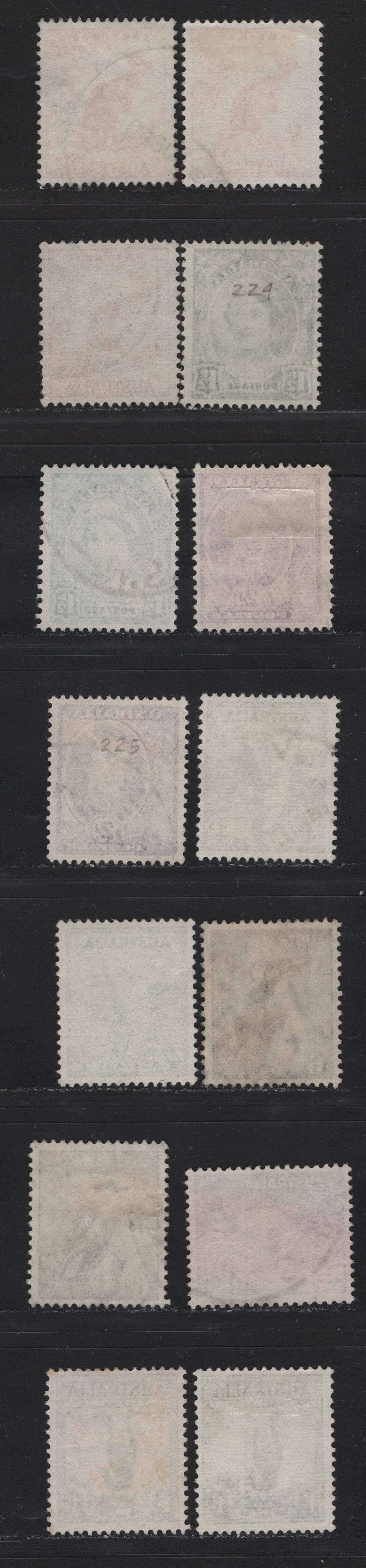 Lot 257 Australia (C) SG#228-230d 1/2d - 1/- Orange - Gray Green , 1948-1956 Unwatermarked Zoological Issue, 14 Very Fine Used Singles, Includes Shade Variations Of Most Values