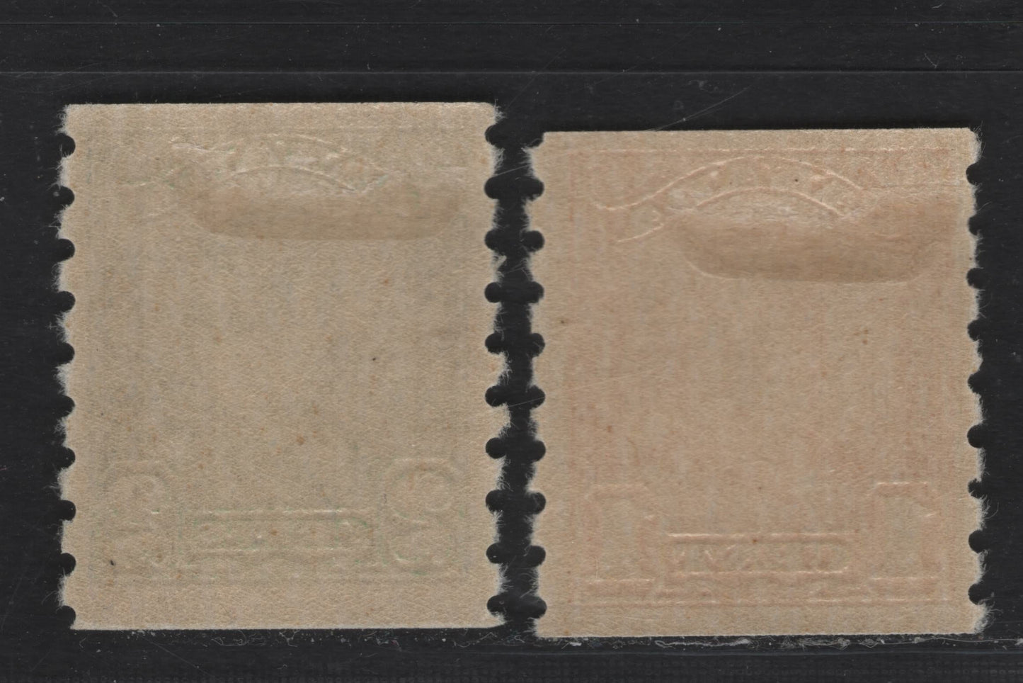 Lot 342 Canada #160-161 1c-2c Orange & Green King George V, 1928-1929 Scroll Issue , 2 VFOG Singles On ABN-OOOO Paper
