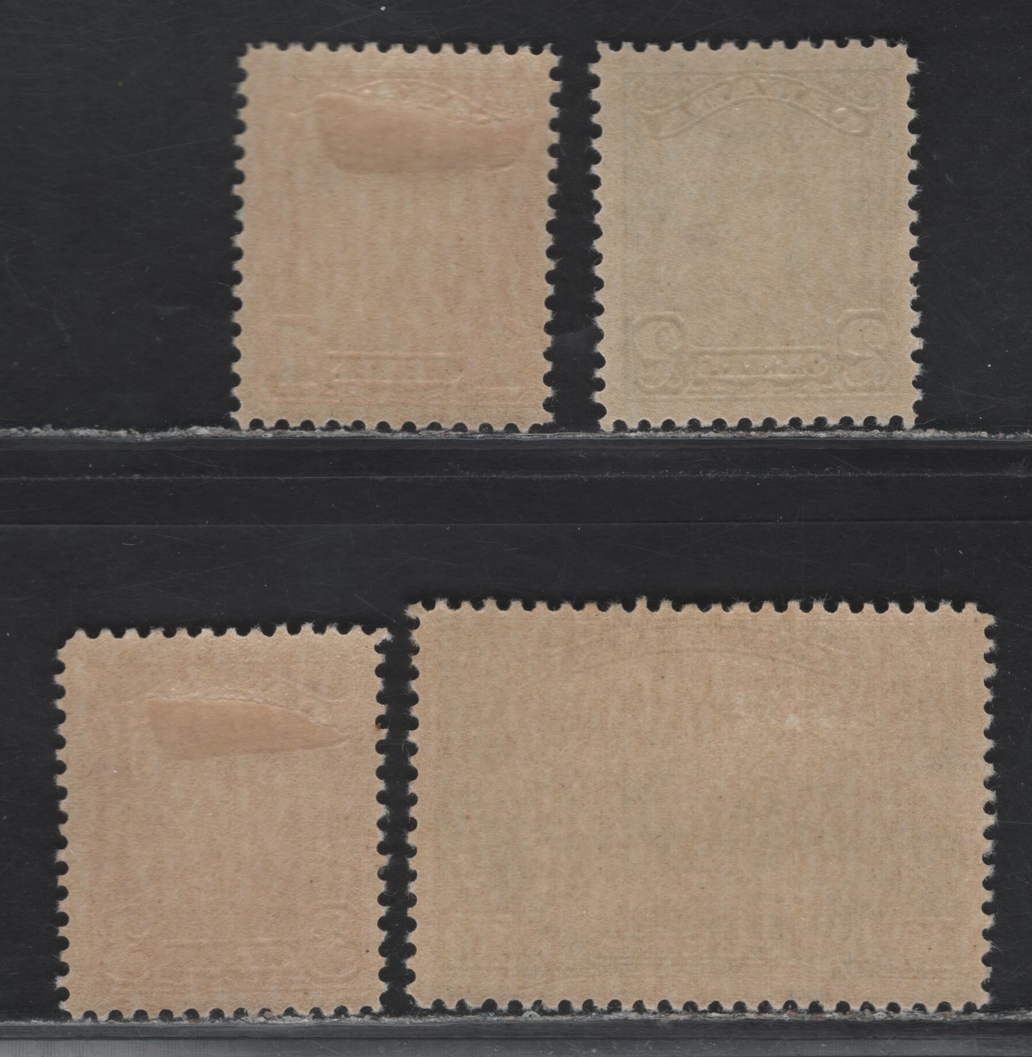 Lot 343 Canada #149-151, 155 1c-3c, 10c Orange - Deep Yellowish Green King George V, 1928-1929 Scroll Issue , 4 Fine OG Singles On ABN-OOOO Paper