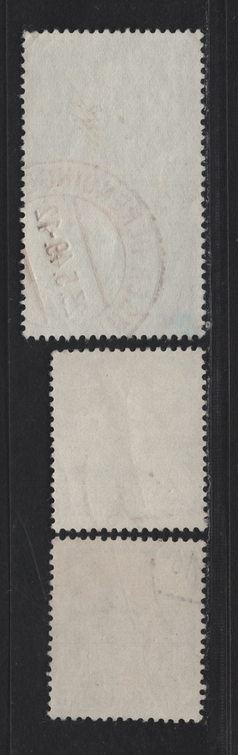 Lot 122 Germany - French Occupation of Wurttemburg SC#8N24-25, 8N27 (Michel# 24Y-25Y, 27YII) 50pf - 1m Dull Blue - Bright Blue , 1948 Reissued Pictorial Issue, 3 Fine/Very Fine Used Singles, Paper Y, 1m Type 2