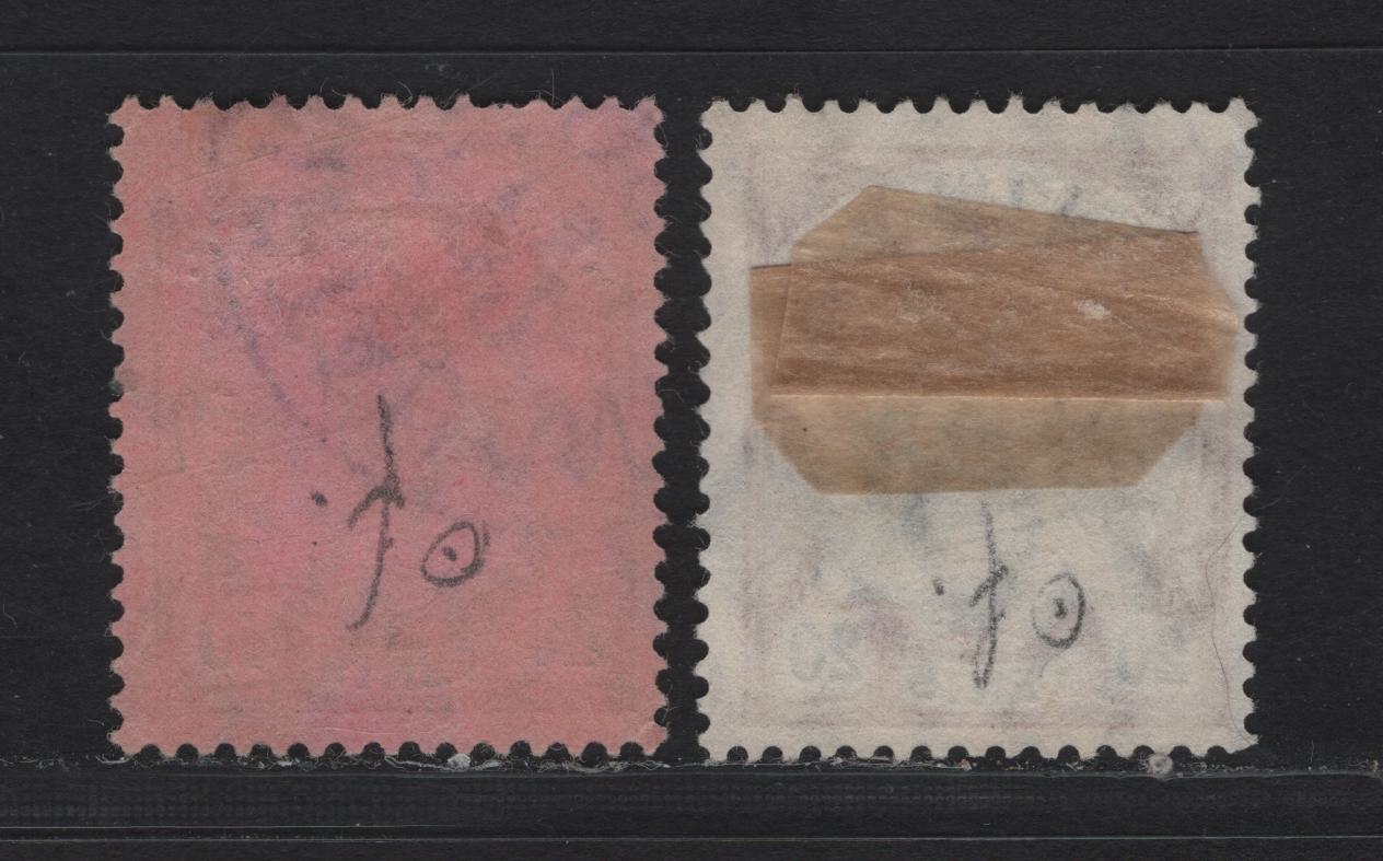 Lot 137 Kiauchau SC#37-38 20c - 40c Lake & Black , 1905-1916 Kaiser Yacht Issue, 2 Fine/Very Fine Used Singles, Lozenges Wmk, Both With Forged Cancels, Useful For Reference.
