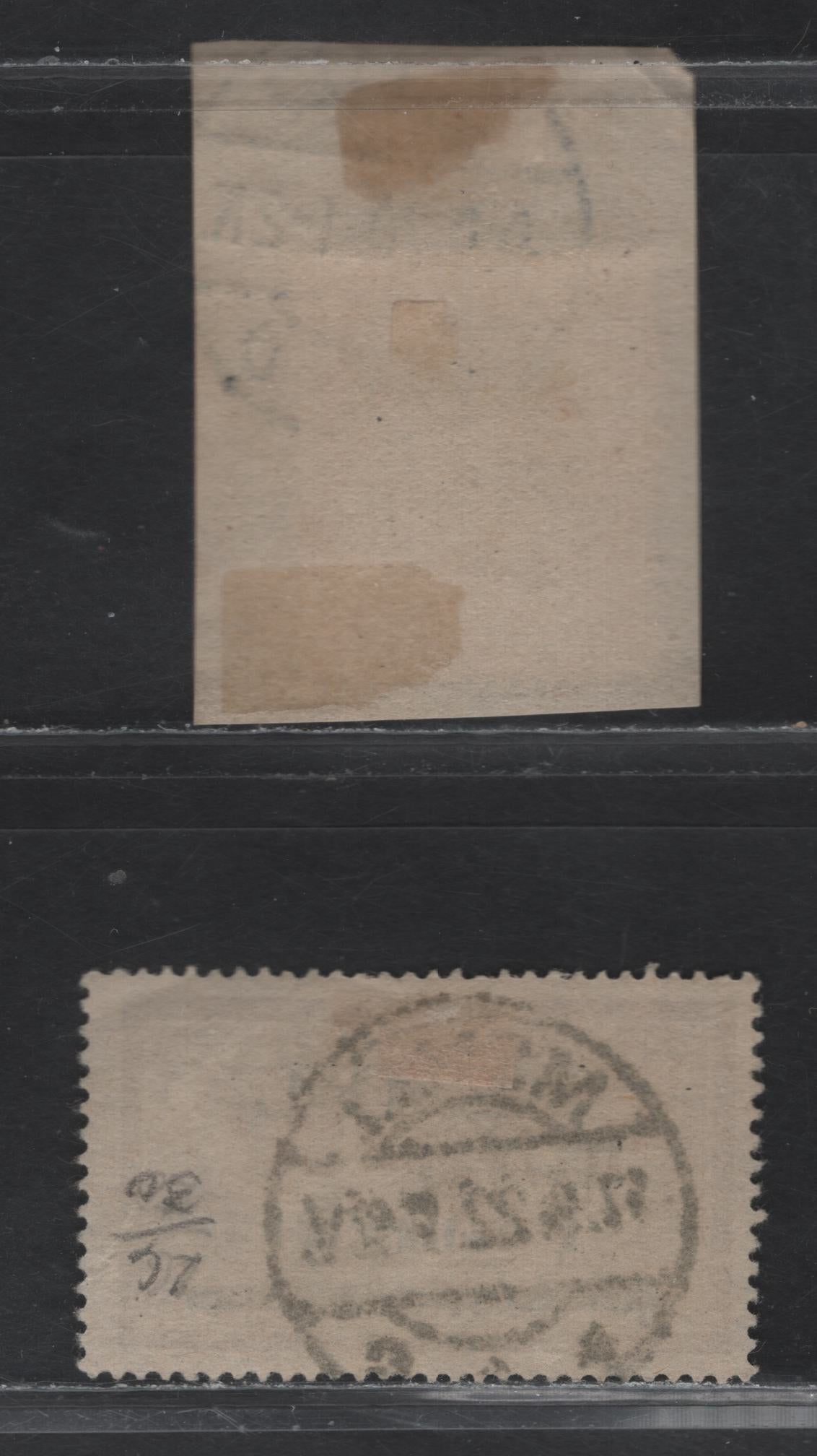 Lot 144 Memel SC#8, 26 (Michel# 6, 26Xa) 40pf - 1fr on 50c Lake & Black - Lively Brown & Light Bluish Gray , 1920 Surcharged Issues, 2 Fine/Very Fine Used Singles, GC Paper (Grayish/Brownish Newsprint like Paper)