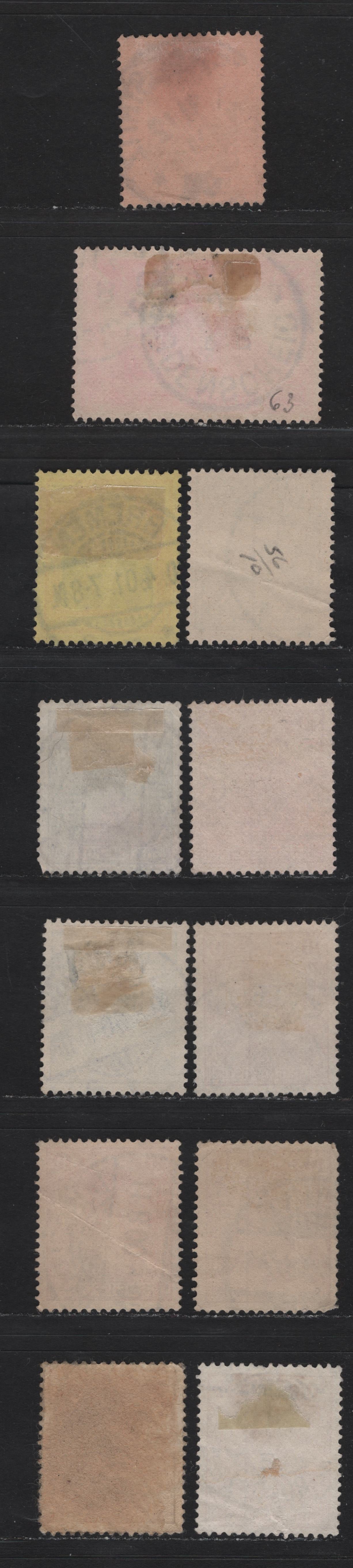 Lot 157 Germany States - Wurttemburg SC#54-58, 62 (Michel# 55, 56a, 56c, 57-59, 63) 5pf - 1m Green - Carmine Red , 1900 Germania Inscribed Reichpost Issues, 12 Fine/Very Fine Used Singles, Includes A Number Of Shades