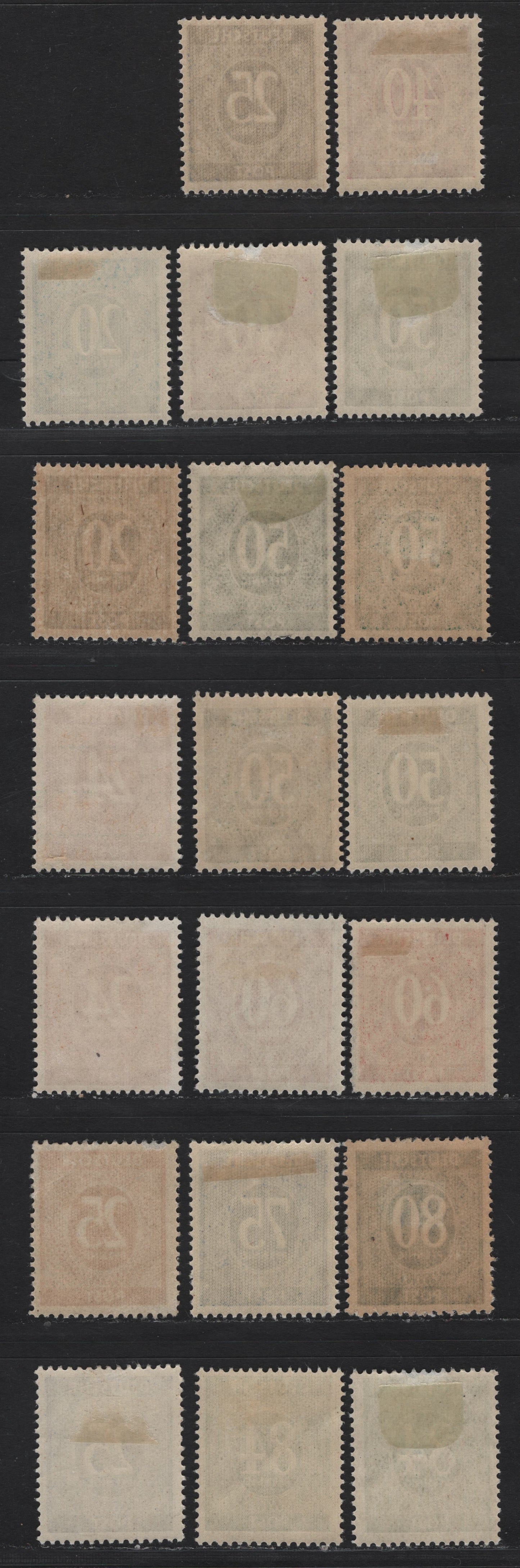 Lot 189 Germany SC#543/555 (Michel# 924a/936c) 20pf - 84pf Light Blue - Emerald , 1946 Numeral Issue, 20 F/VFOG Singles, Showing More Of The Shade Variations That Can Be Found On This Set